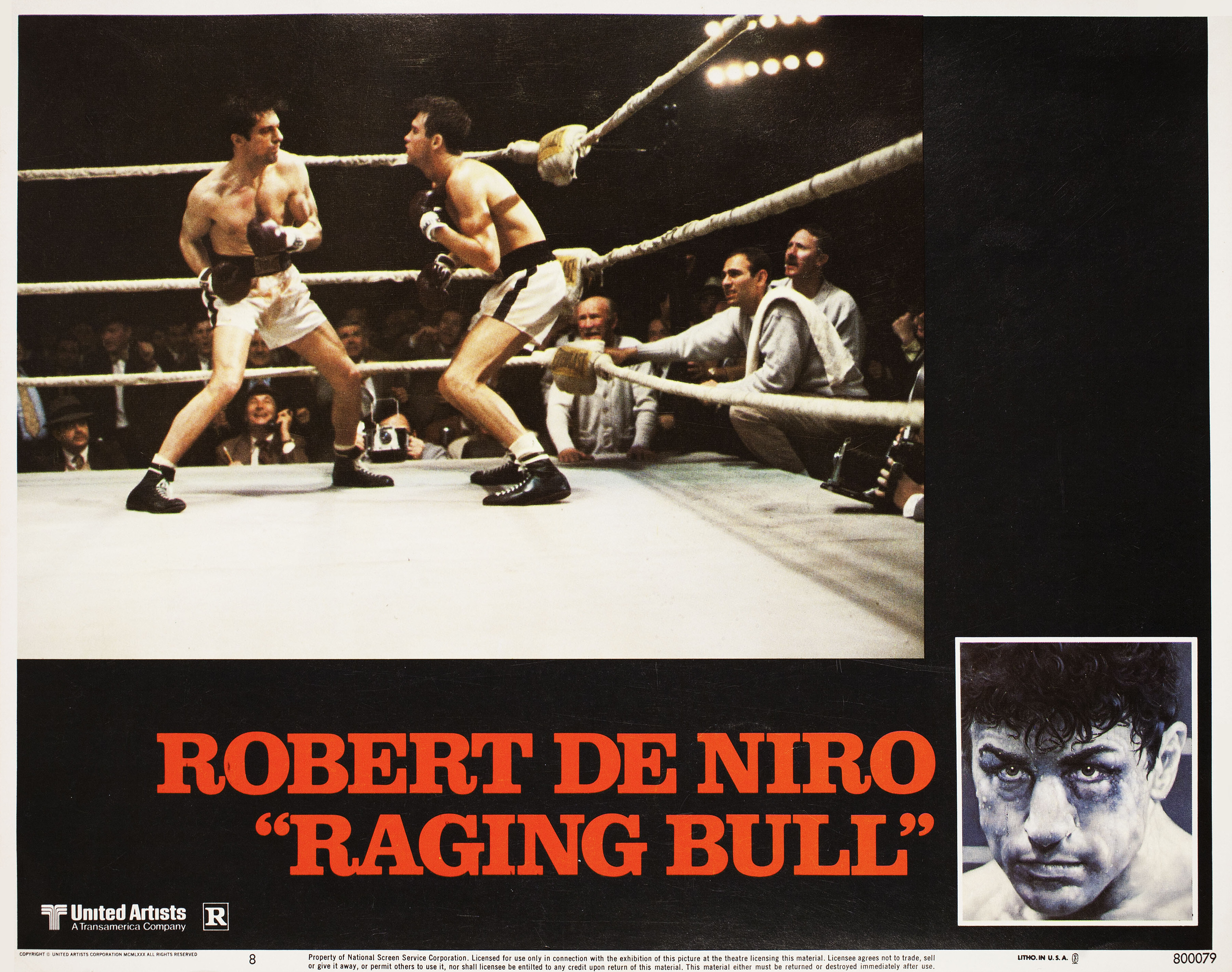 Бешеный бык (Raging Bull, 1980), режиссёр Мартин Скорсезе, американский постер к фильму, 1980 год (7)