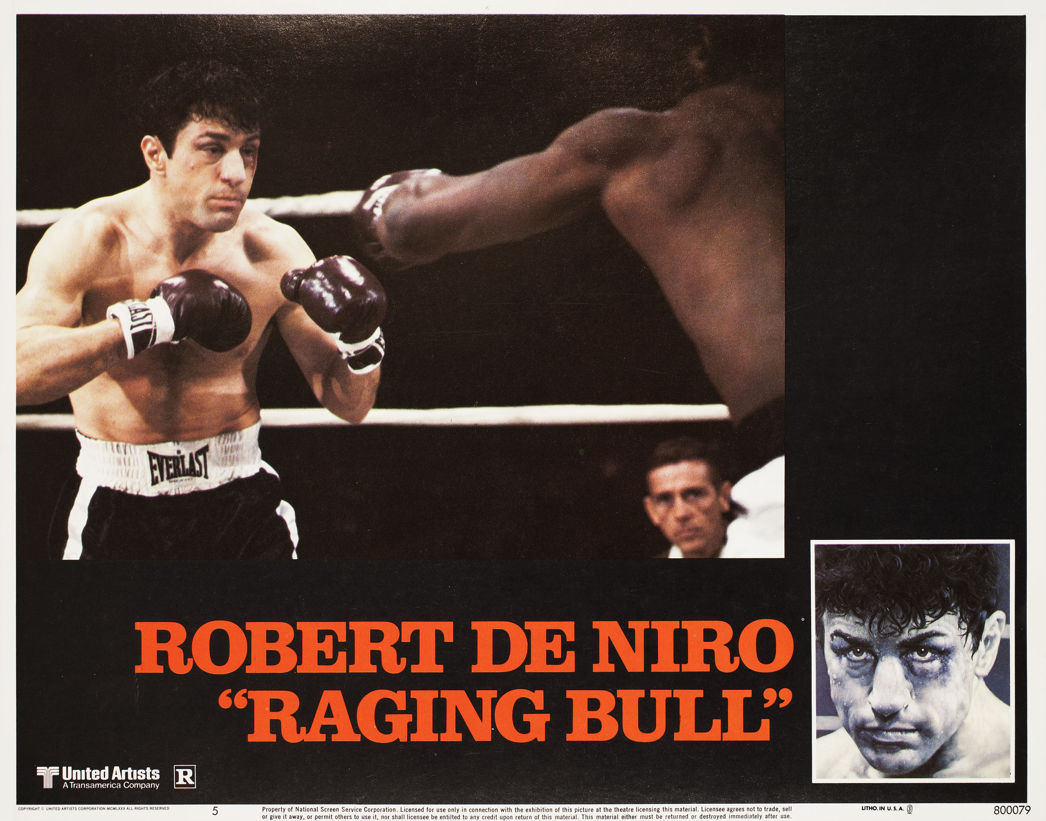 Бешеный бык (Raging Bull, 1980), режиссёр Мартин Скорсезе, американский постер к фильму, 1980 год (6)