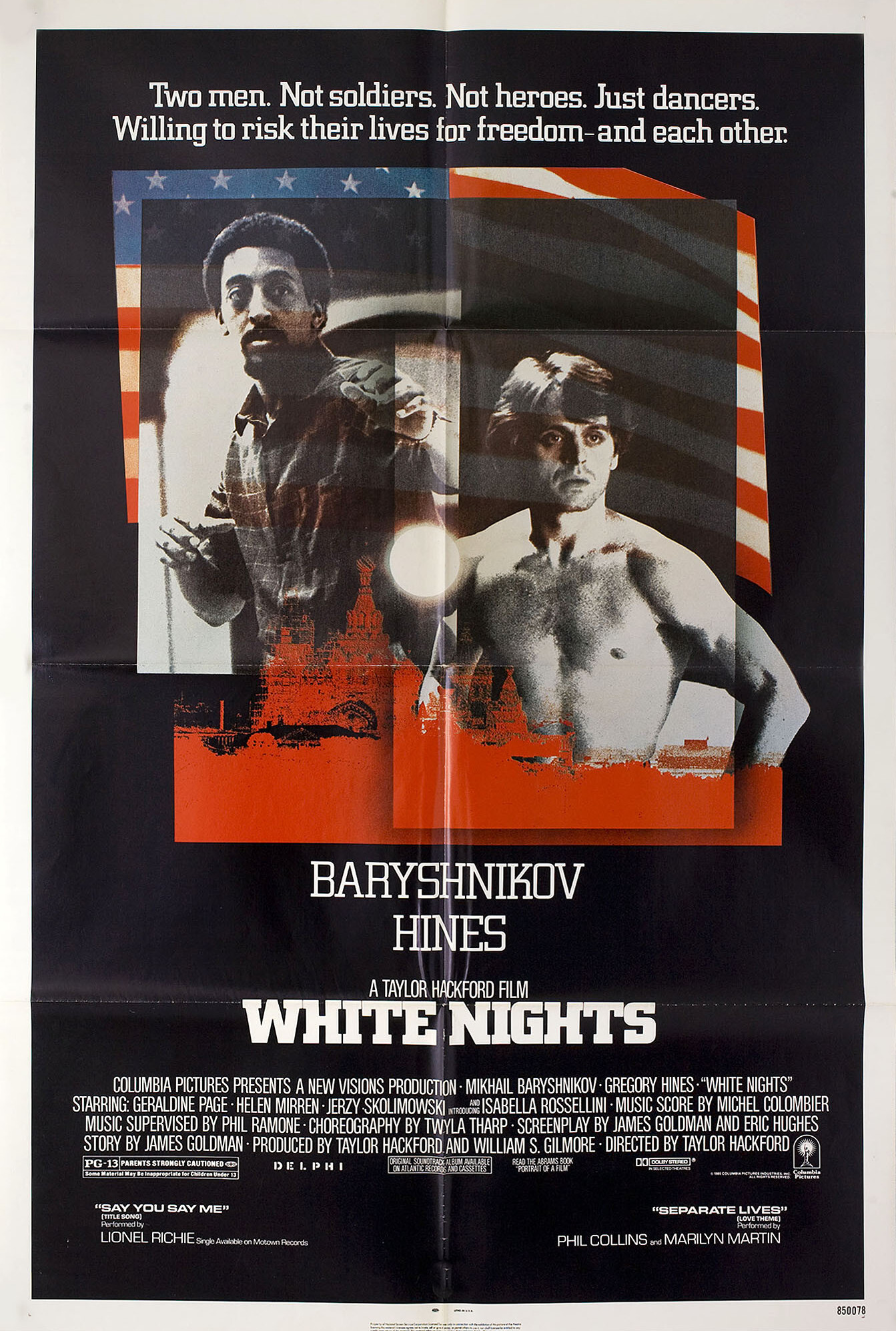 Белые ночи (White Nights, 1985), режиссёр Тейлор Хэкфорд, американский постер к фильму, 1985 год