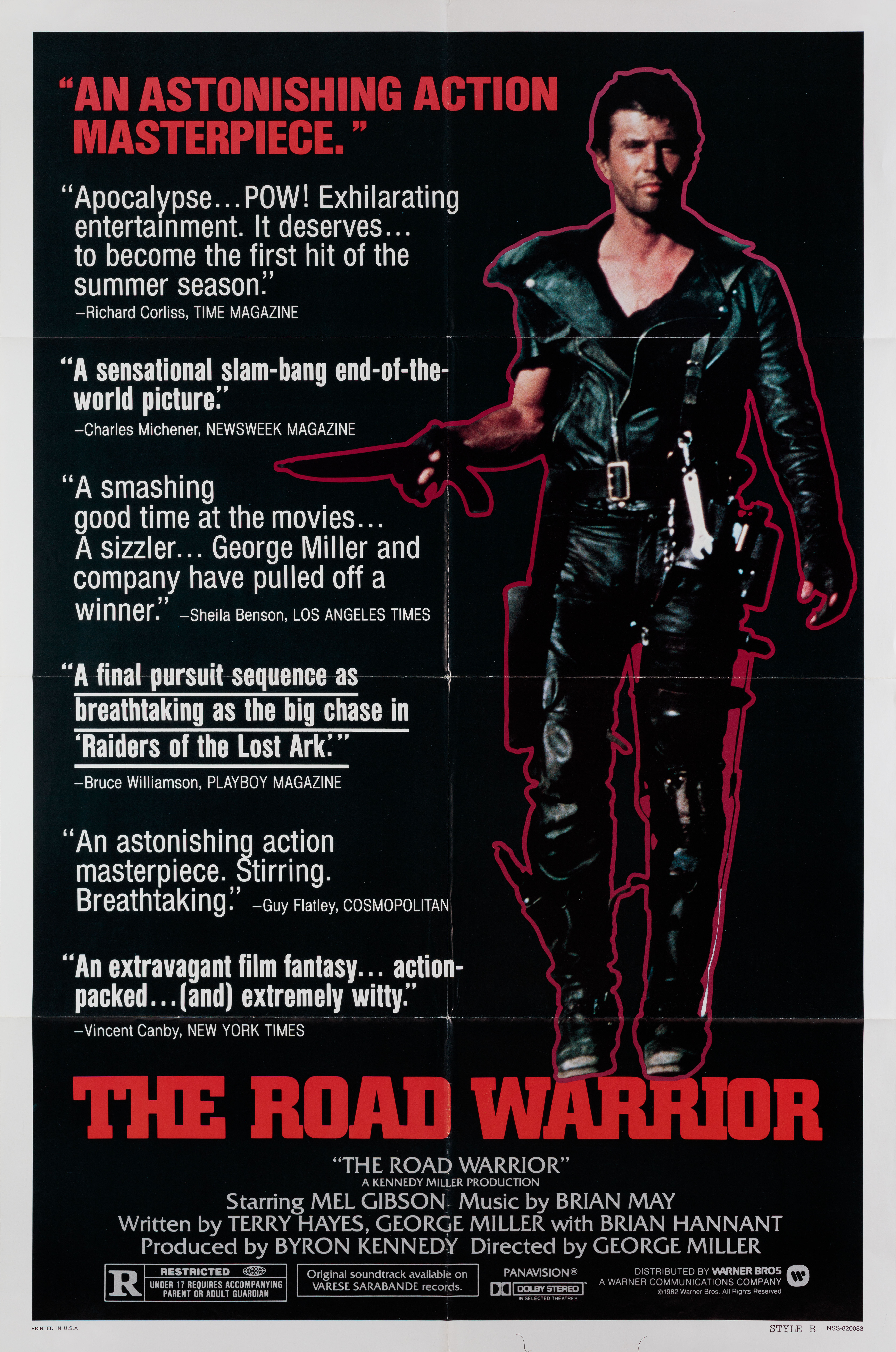 Безумный Макс 2: Воин дороги (Mad Max 2: The Road Warrior, 1981), режиссёр Джордж Миллер, американский постер к фильму, 1982 год