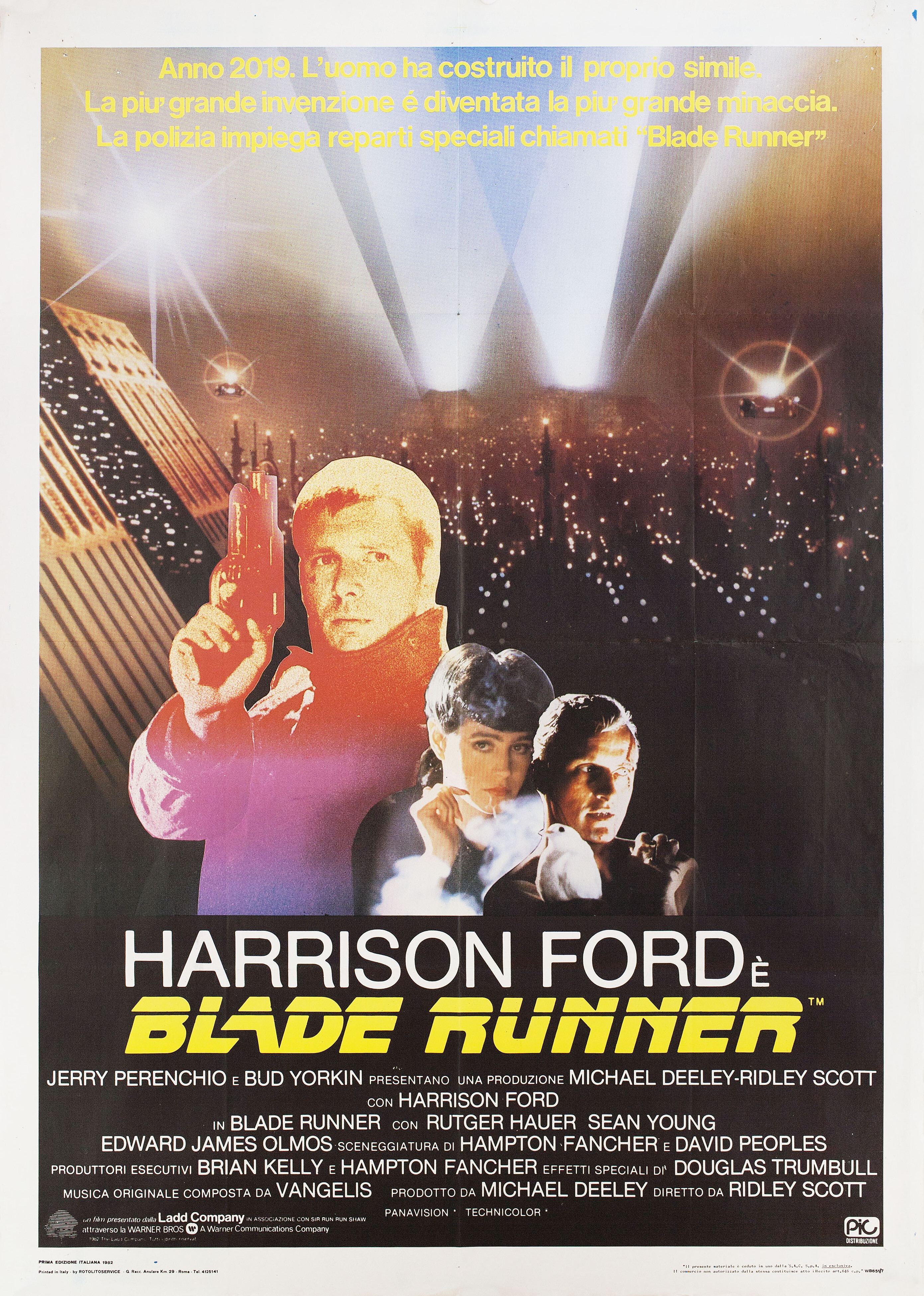 Бегущий по лезвию (Blade Runner, 1982), режиссёр Ридли Скотт, итальянский постер к фильму, 1982 год
