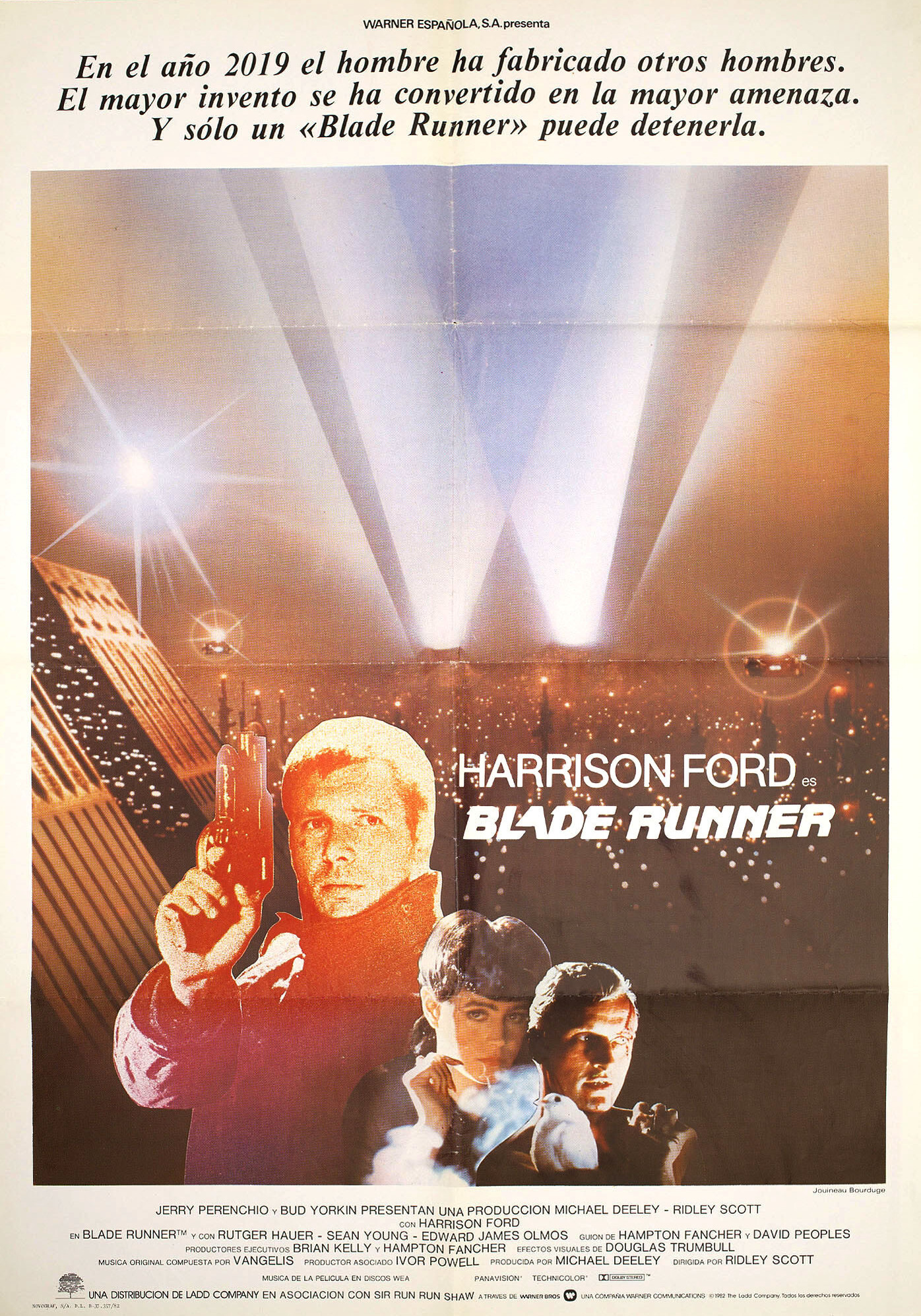 Бегущий по лезвию (Blade Runner, 1982), режиссёр Ридли Скотт, испанский постер к фильму, 1982 год