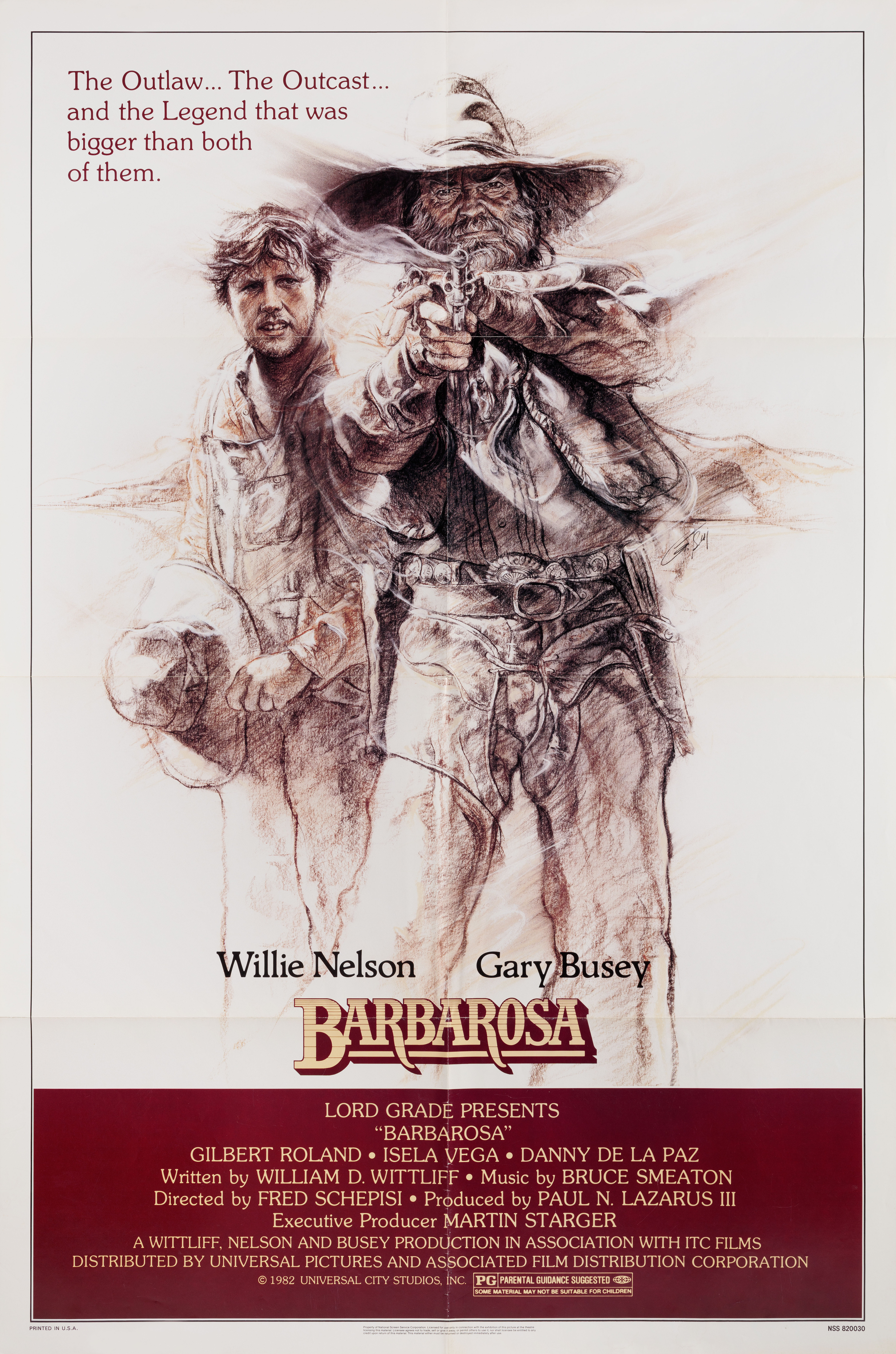Барбароса (Barbarosa, 1982), режиссёр Фред Скеписи, американский постер к фильму, 1982 год
