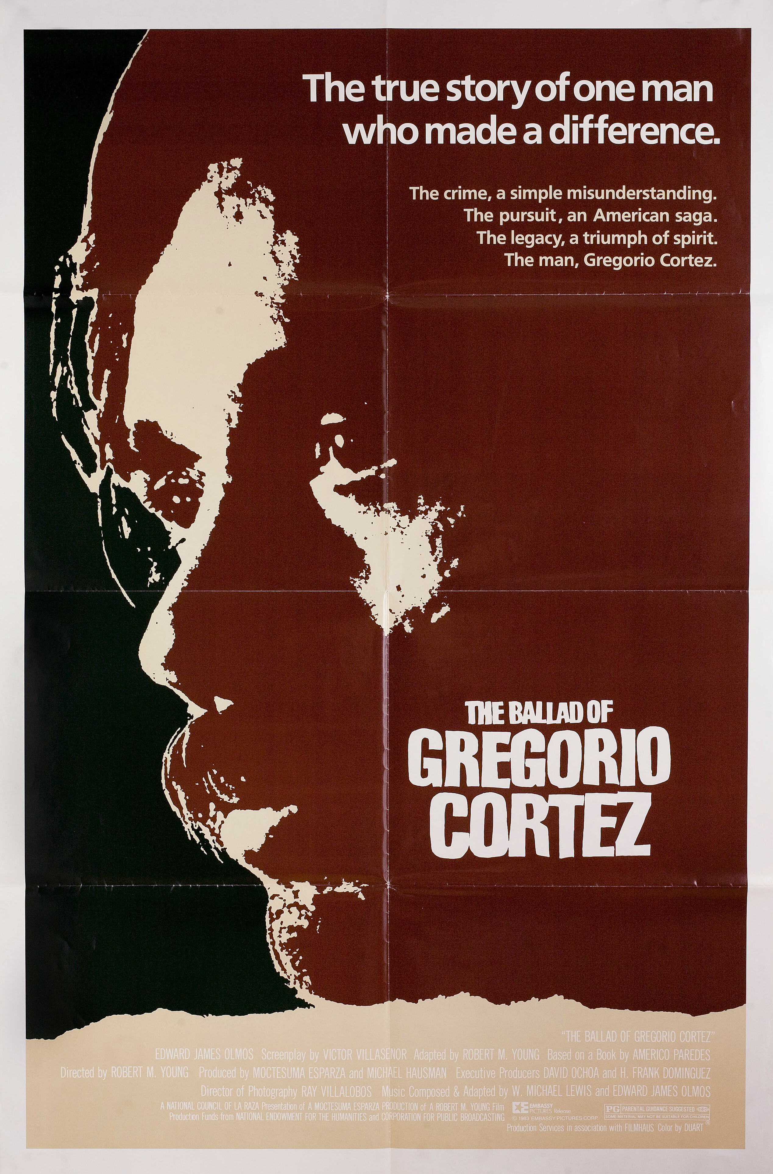 Баллада о Грегорио Кортесе (The Ballad of Gregorio Cortez, 1982), режиссёр Роберт М. Янг, американский постер к фильму, 1982 год