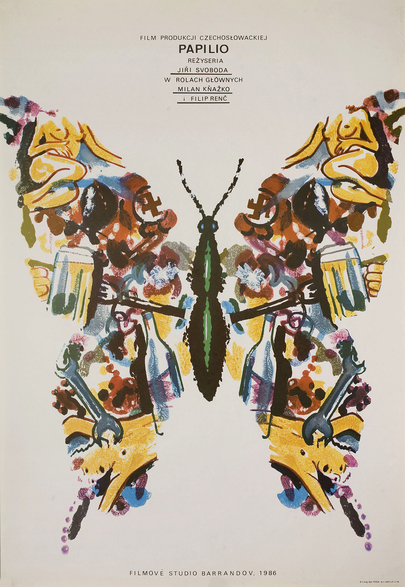 Папилио (Butterfly, 1986), режиссёр Иржи Свобода, польский постер к фильму, 1986 год