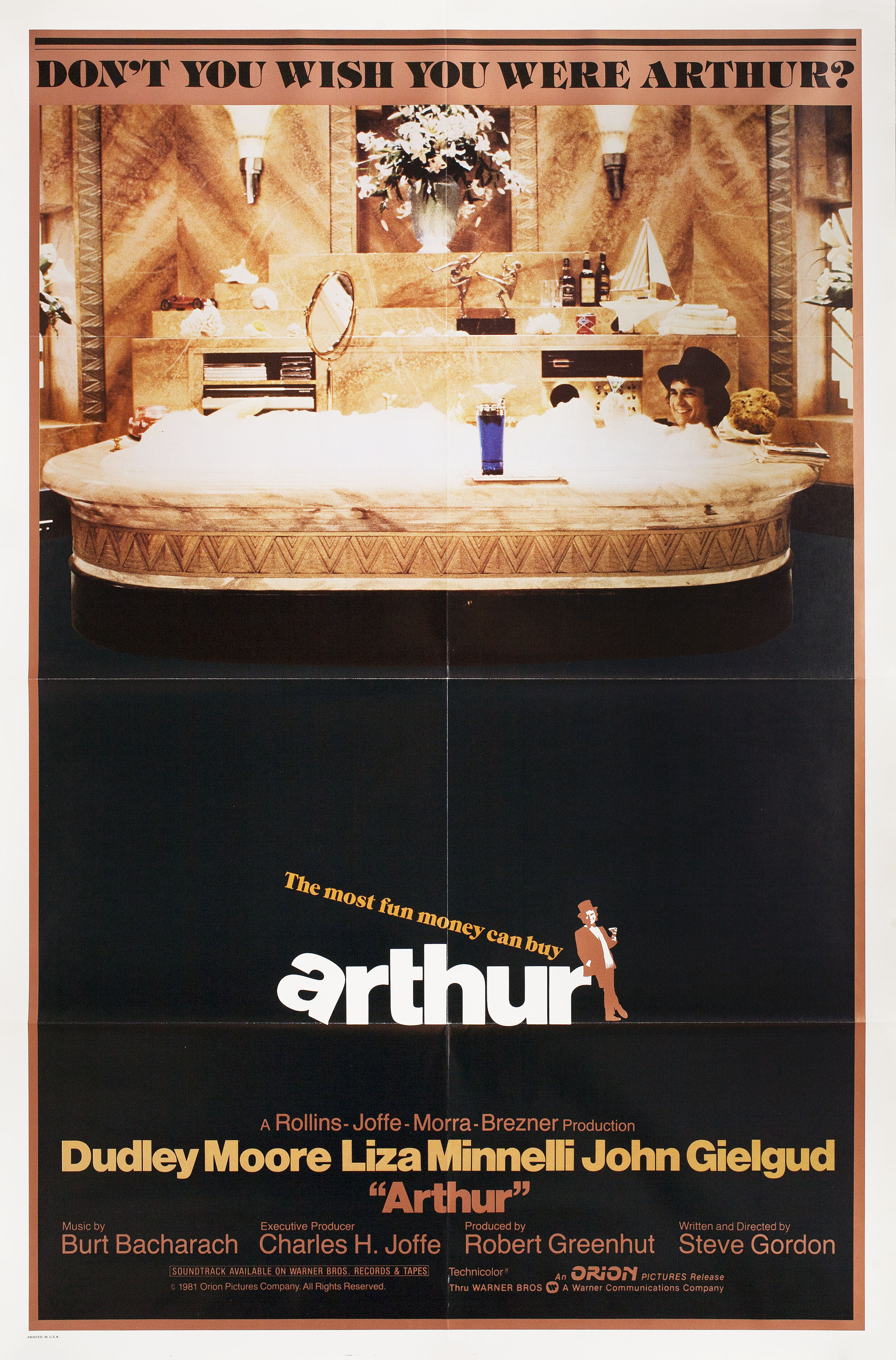 Артур (Arthur, 1981), режиссёр Стив Гордон, американский постер к фильму, 1981 год