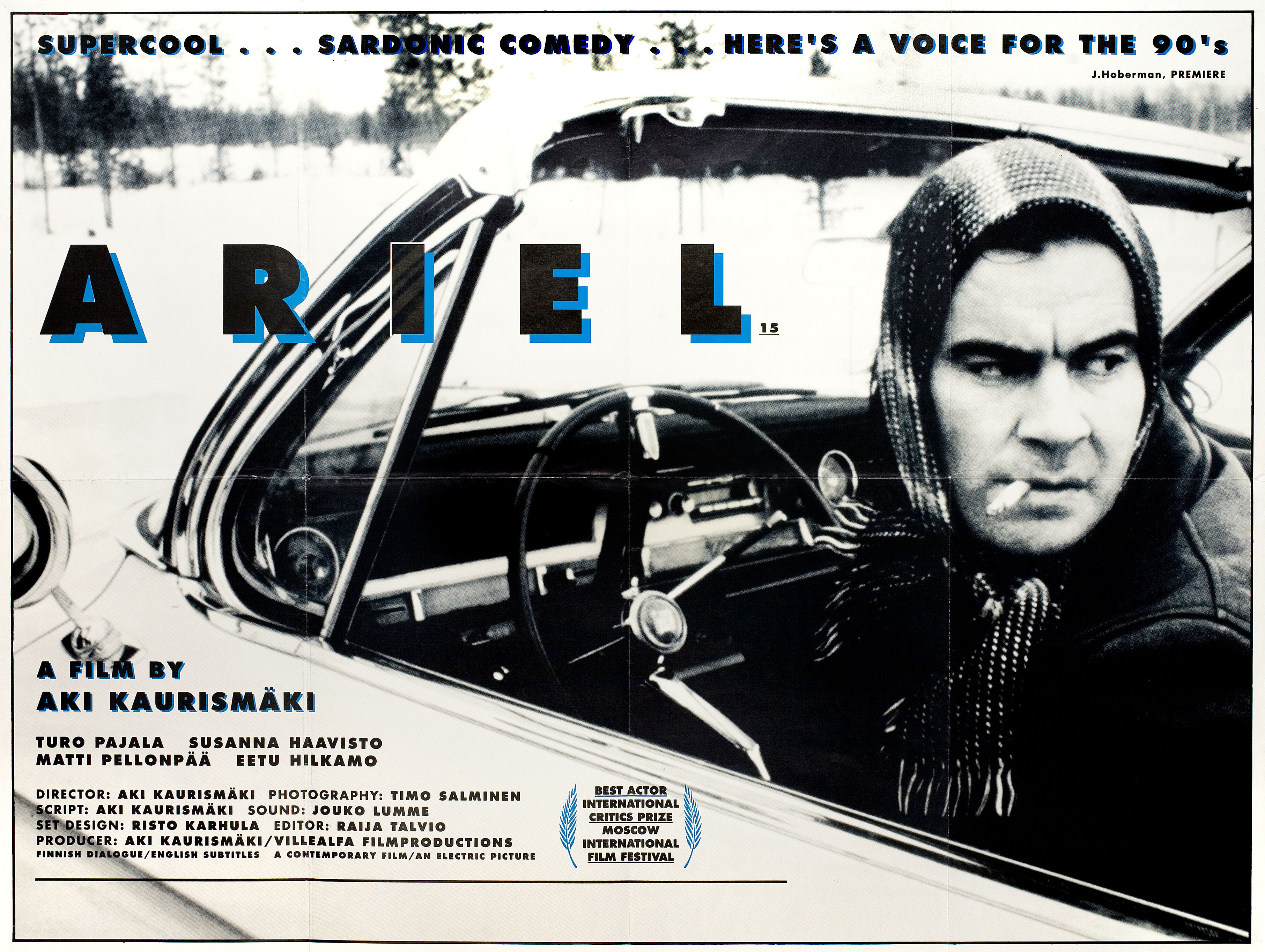 Ариэль (Ariel, 1988), режиссёр Аки Каурисмяки, британский постер к фильму, 1988 год