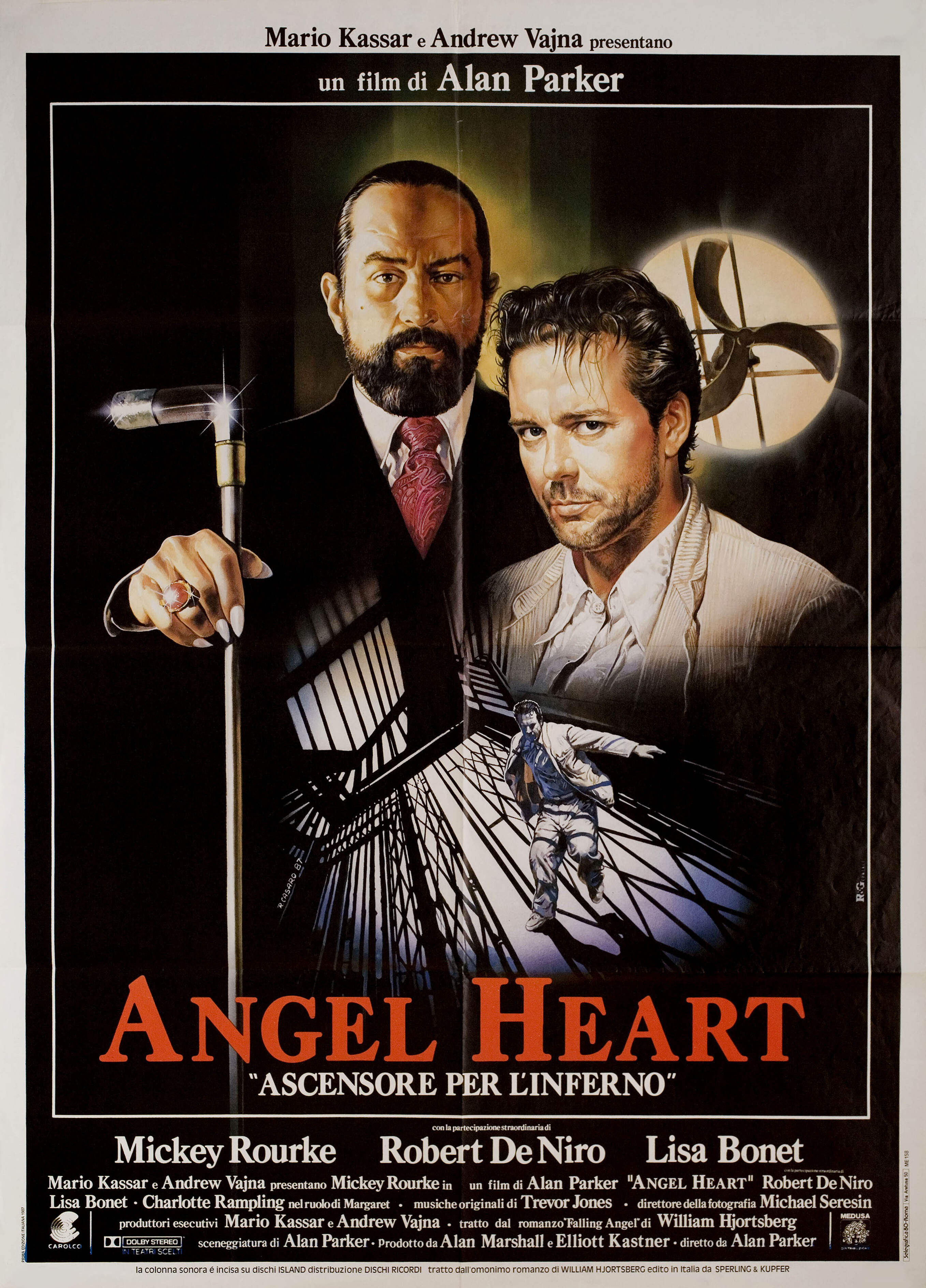 Сердце Ангела (Angel Heart, 1987), режиссёр Алан Паркер, итальянский постер к фильму, автор Ренато Касаро, 1987 год