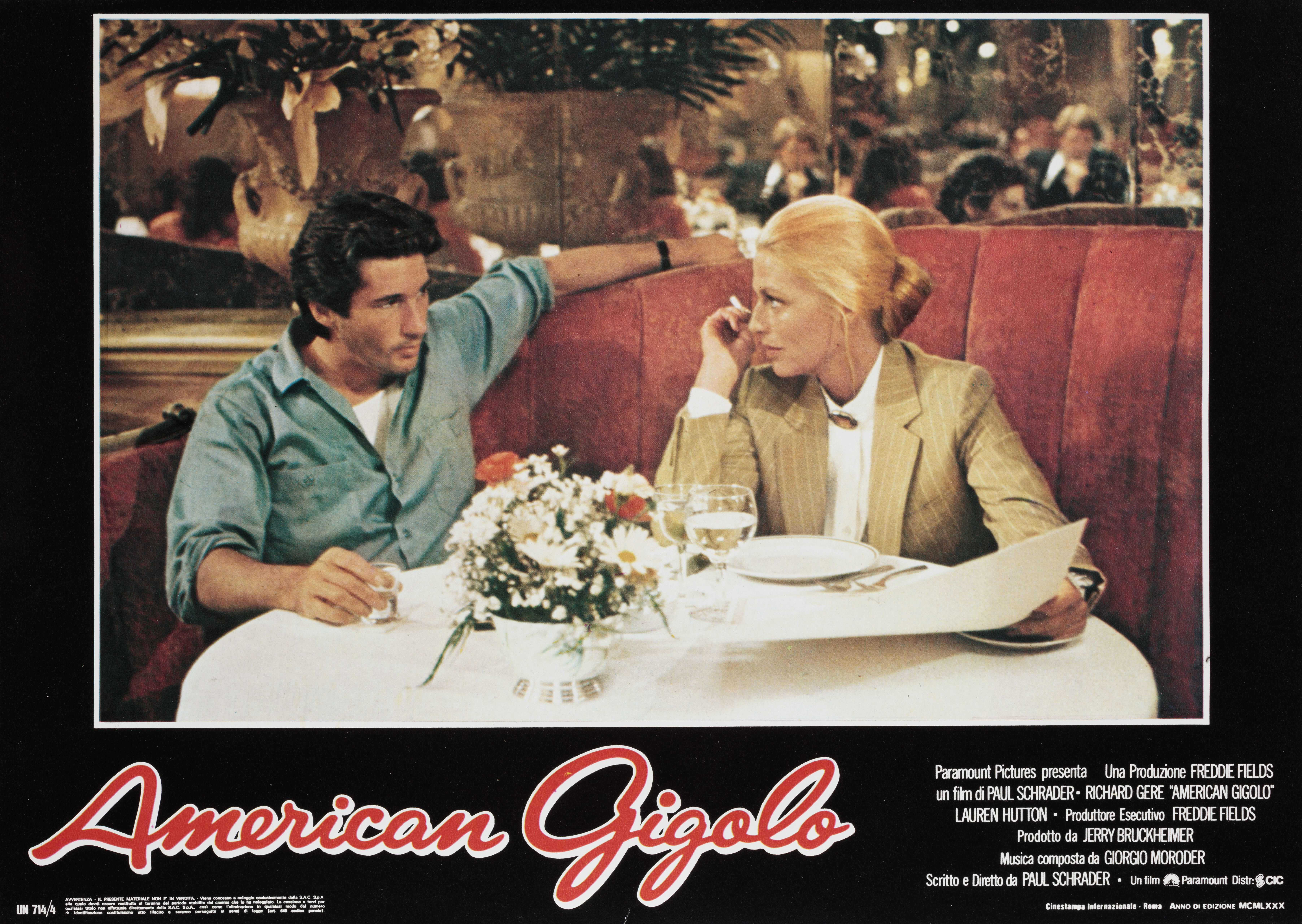 Американский жиголо (American Gigolo, 1980), режиссёр Пол Шредер, итальянский постер к фильму, 1980 год