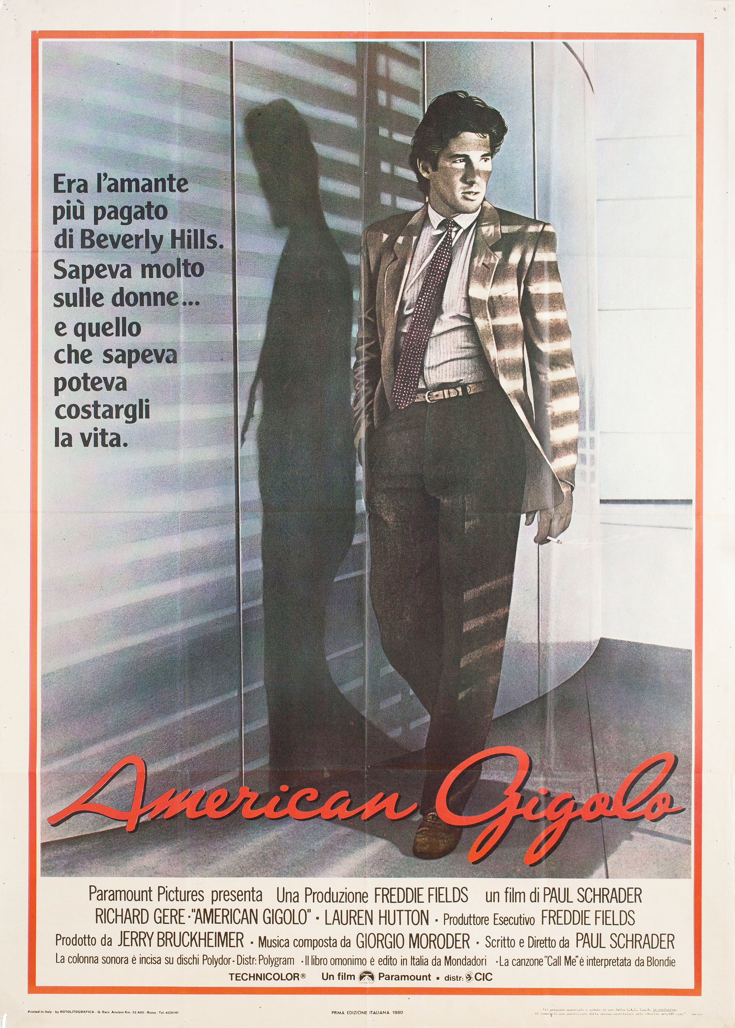 Американский жиголо (American Gigolo, 1980), режиссёр Пол Шредер, итальянский постер к фильму, 1980 год (8)