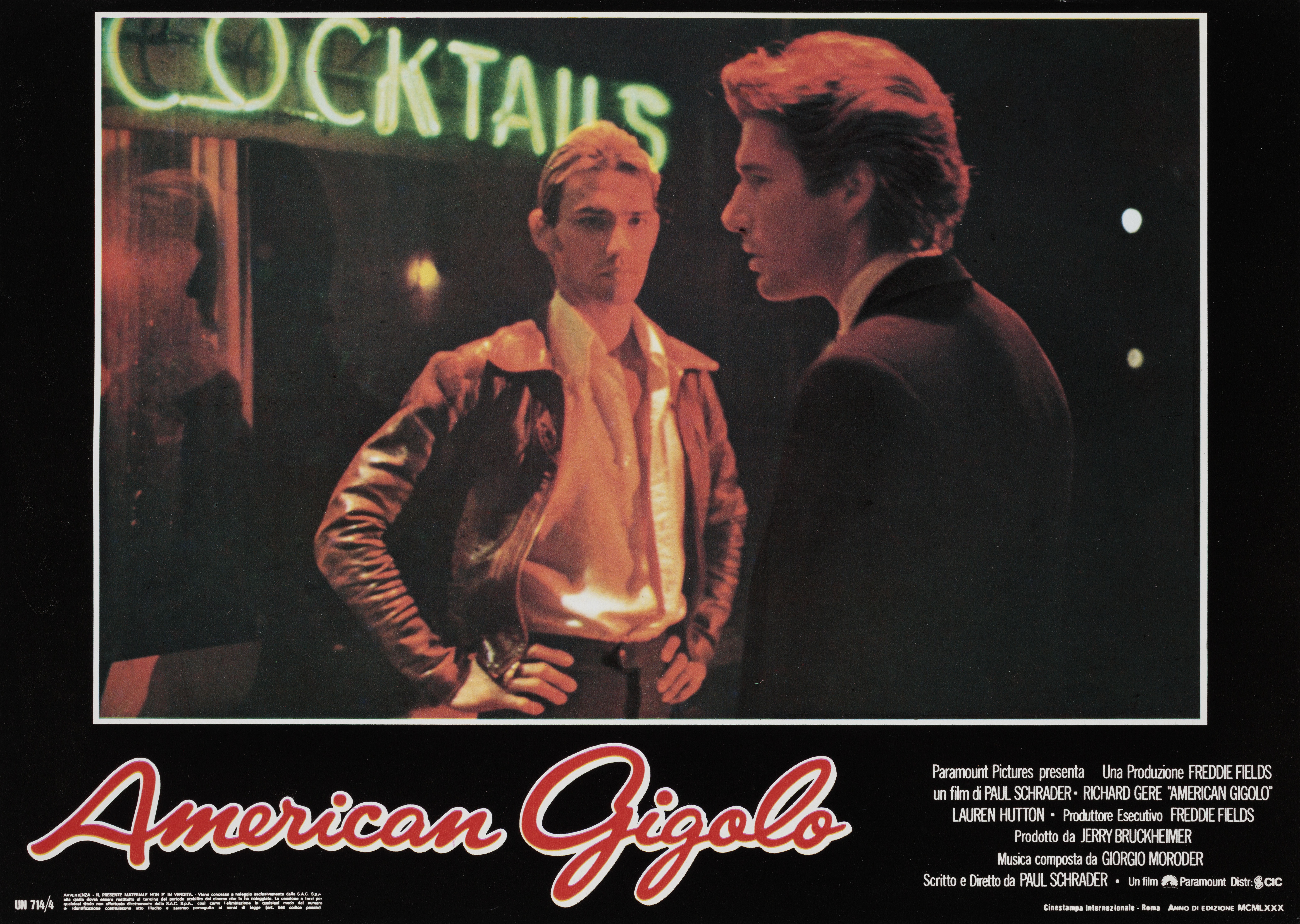 Американский жиголо (American Gigolo, 1980), режиссёр Пол Шредер, итальянский постер к фильму, 1980 год (2)