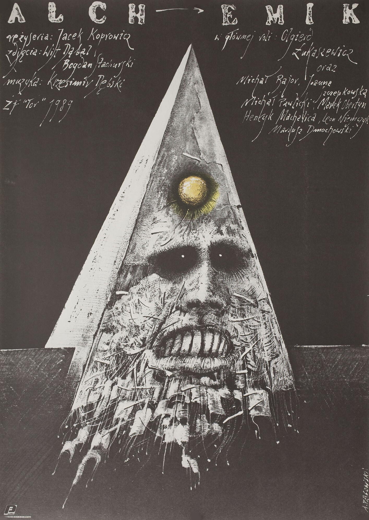 Алхимик (Alchemik, 1989), режиссёр Яцек Копрович, польский постер к фильму, автор Анджей Паговский, 1989 год