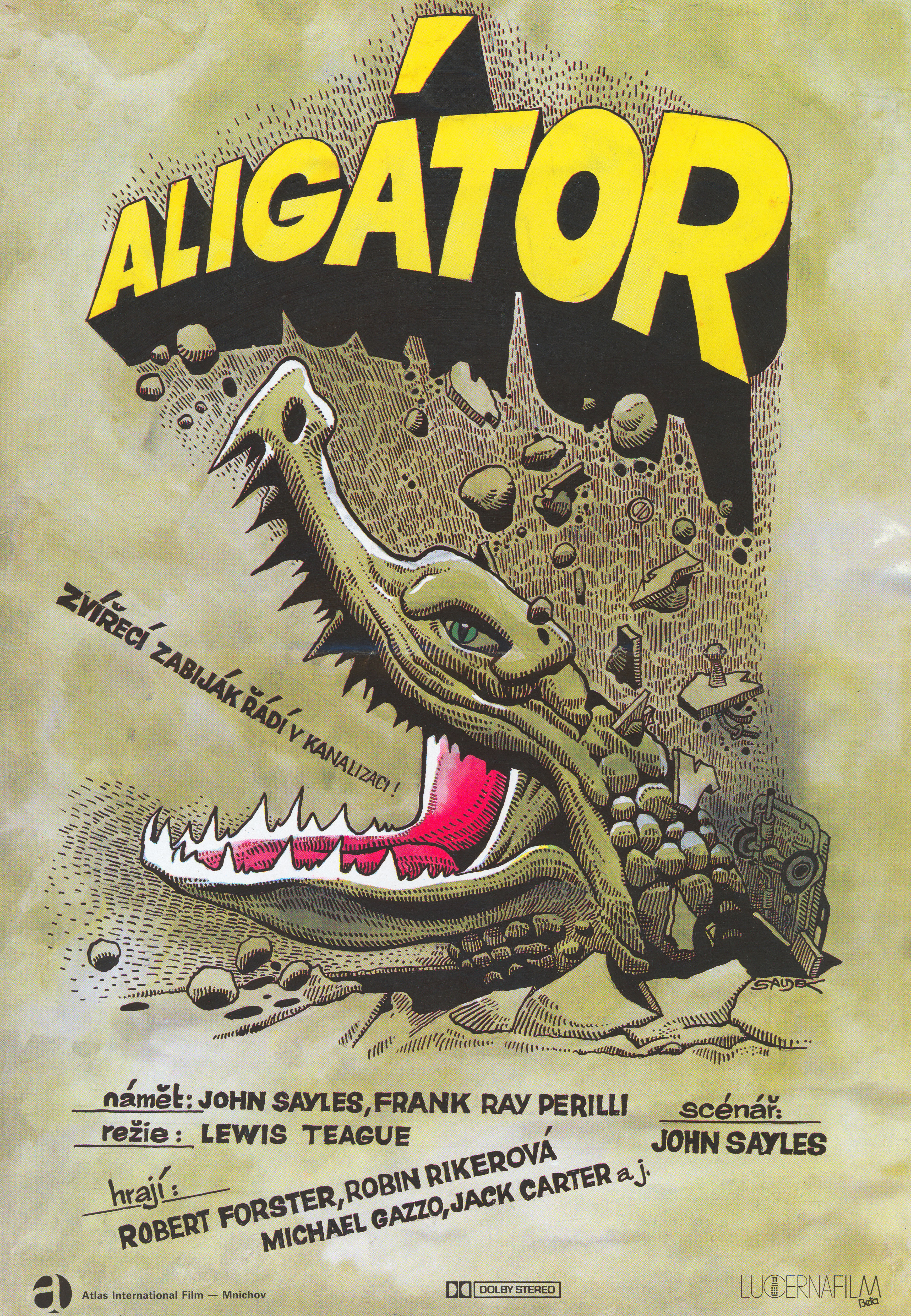 Аллигатор (Alligator, 1980), режиссёр Льюис Тиг, чехословацкий постер к фильму, автор Карел Саудек, 1980 год