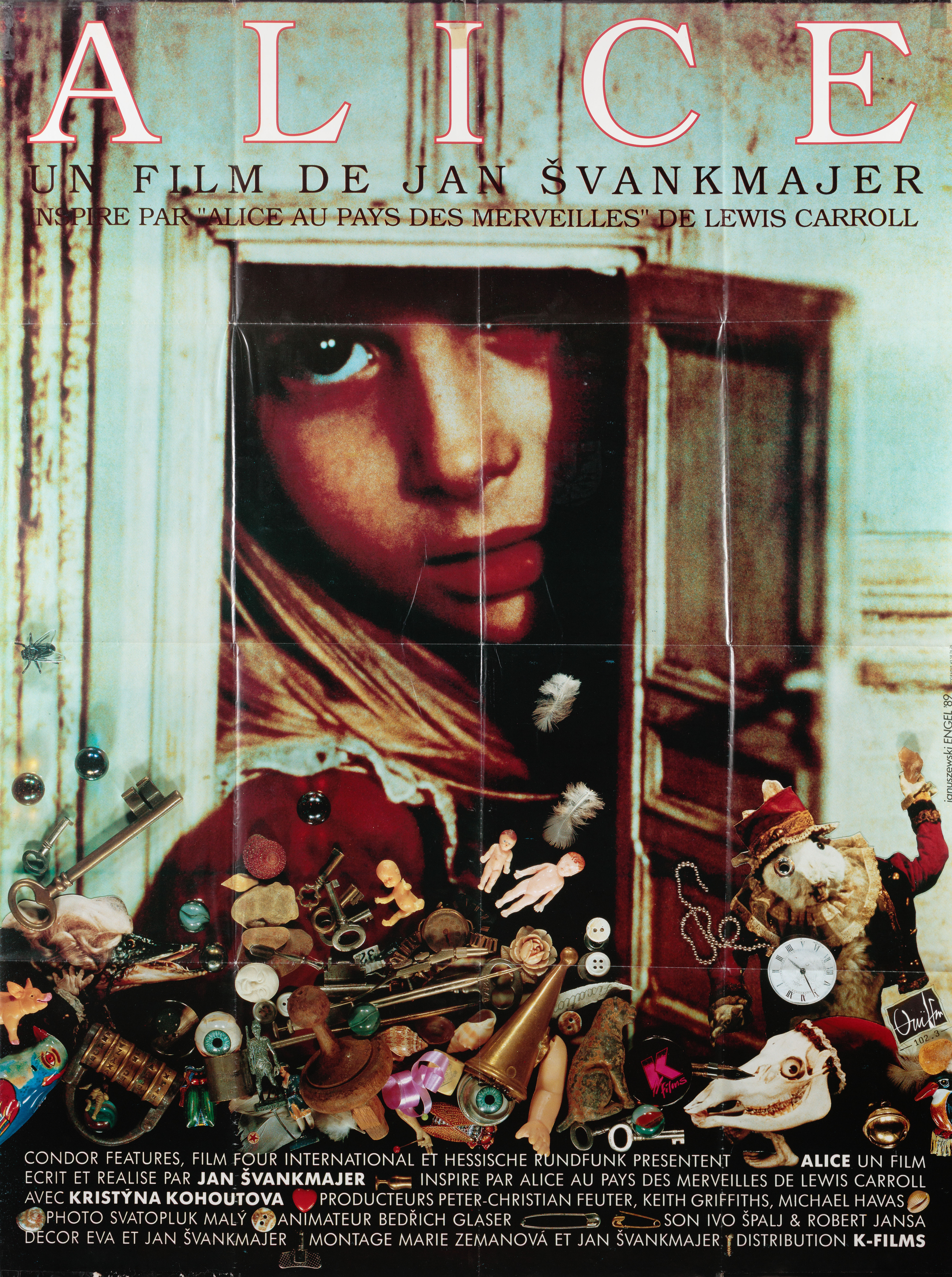Алиса (Alice, 1988), режиссёр Ян Шванкмайер, французский постер к фильму, 1989 год