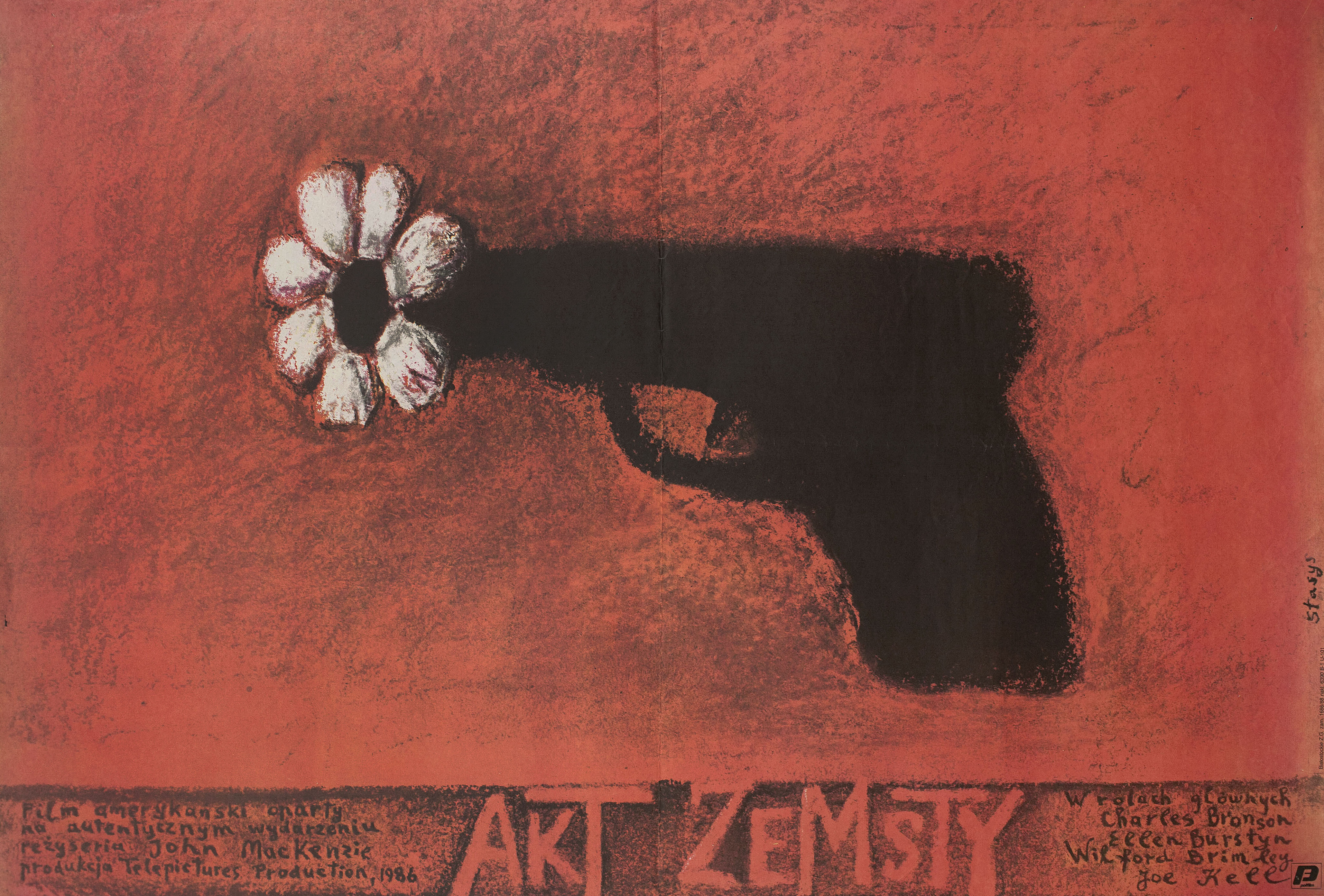 Акт возмездия (Act of Vengeance, 1986), режиссёр Джон Маккензи, польский постер к фильму, автор Стасис, 1986 год