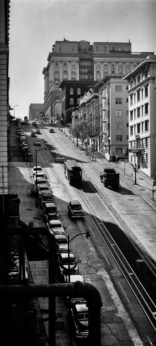 Фуникулеры, Калифорния-стрит, Сан-Франциско, 1940–1950-е годы, фотограф Фред Лайон
