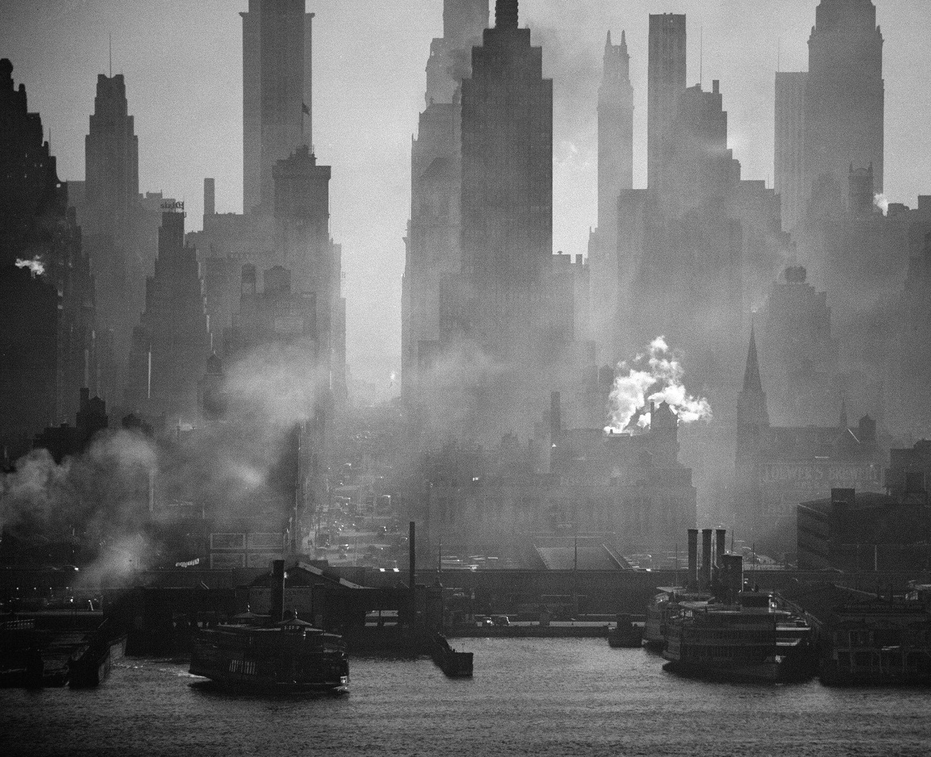 Вид на Нью-Йорк из Уихокена, штат Нью-Джерси, США, 1946 год, фотограф Андреас Фейнингер (Andreas Feininger)