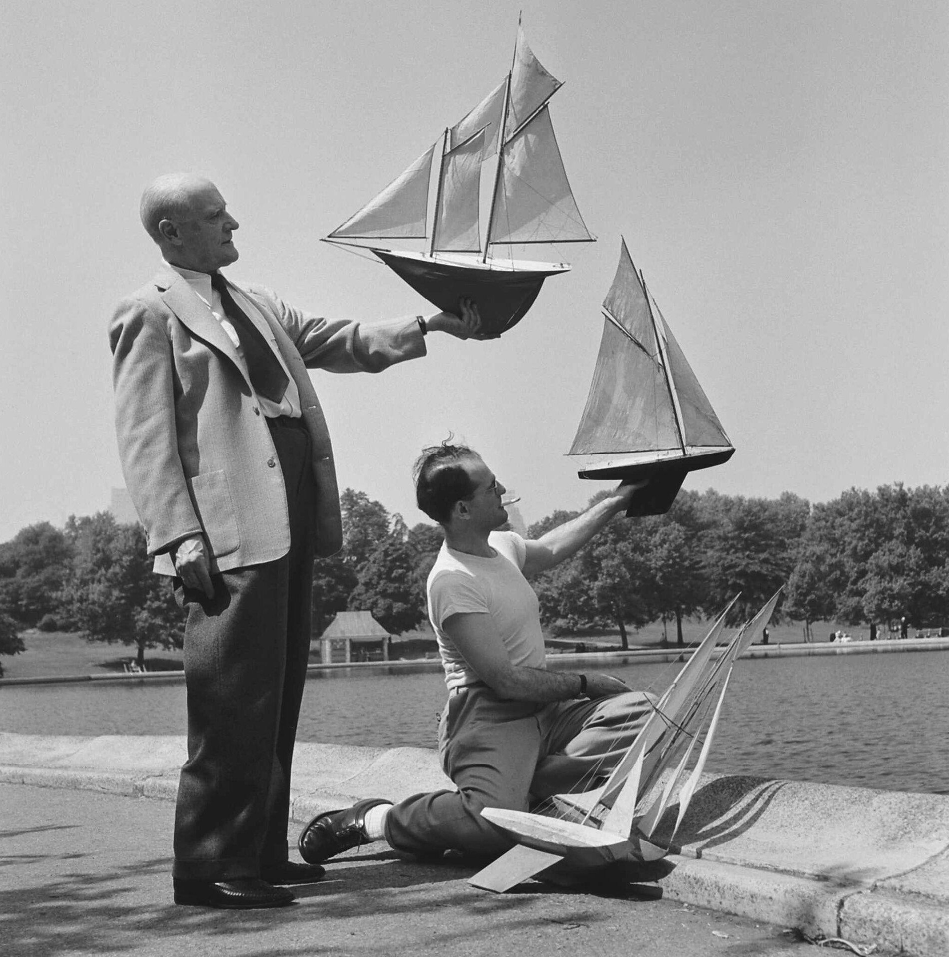 Лионель Фейнингер и его сын в Центральном парке Нью-Йорка, 1951 год, фотограф Андреас Фейнингер (Andreas Feininger)
