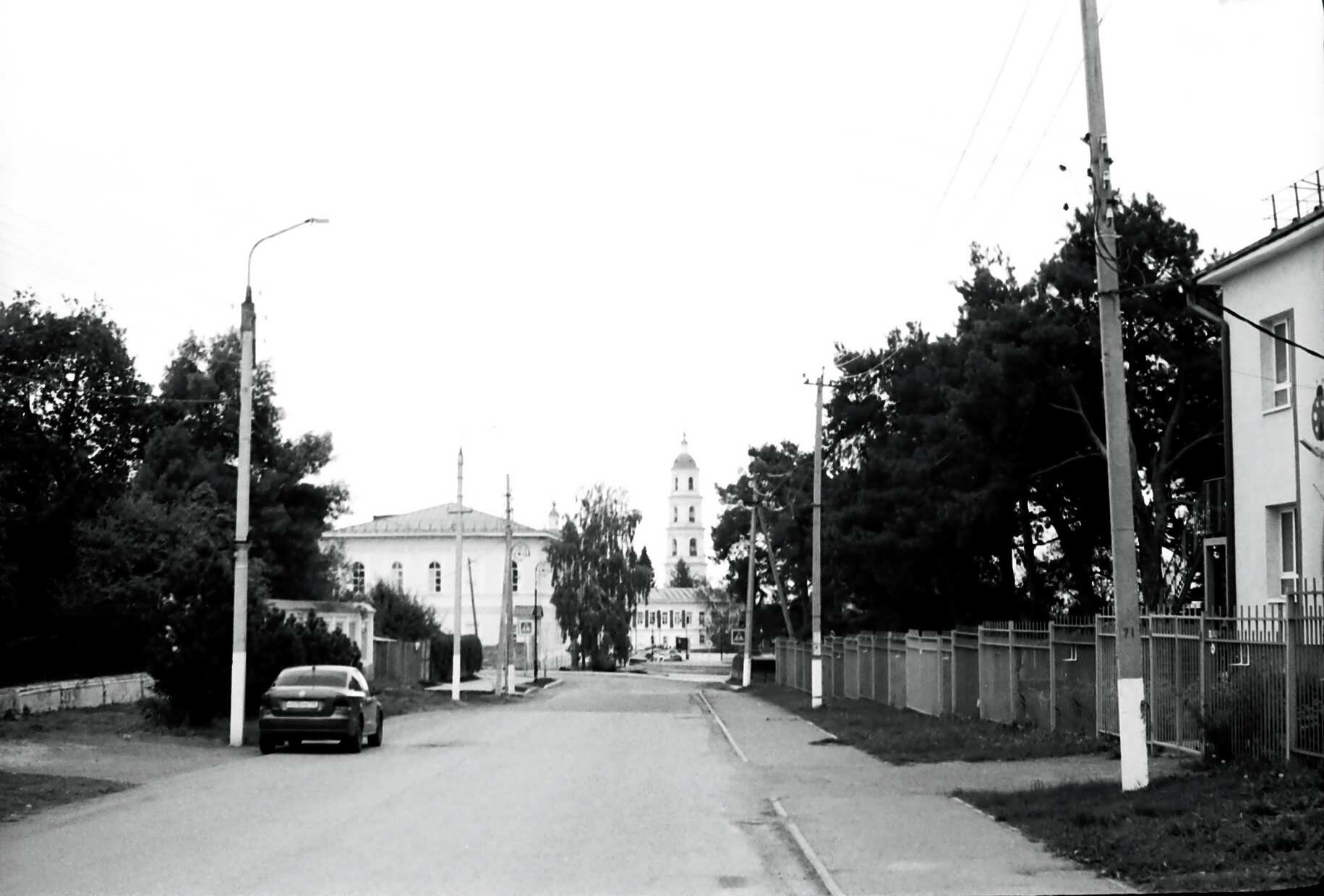 "Embankment street view of the Cathedral of the Holy Mandylion, Elabuga" ilford pan 400; fed 5 (industar 61 L/D)