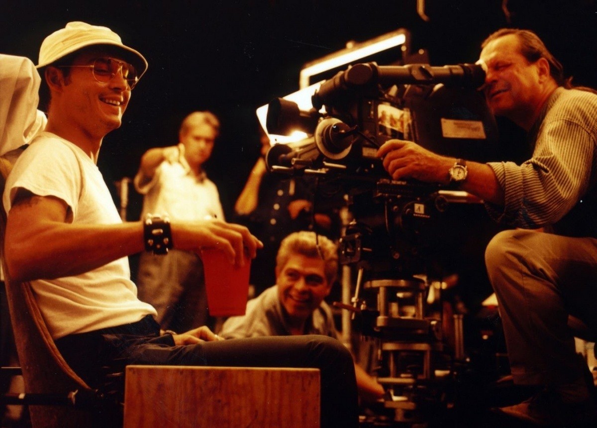 Джонни Депп и Терри Гиллиам на съёмках фантасмагории Страх и ненависть в Лас-Вегасе, 1998