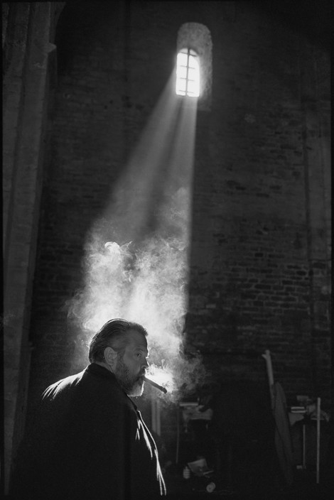 Орсон Уэллс на съёмках фильма Фальстаф (или Полуночные колокола), 1964