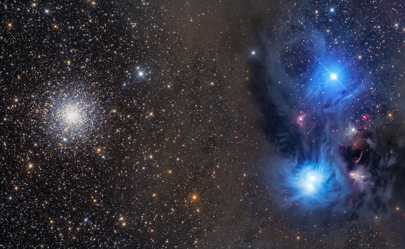 Финалист в категории Звёзды и туманности, 2021. Шаровое скопление NGC 6723 и отражающие туманности NGC 6726, NGC 6727 и NGC 6729 в созвездии Южная Корона. Автор Стивен Мор