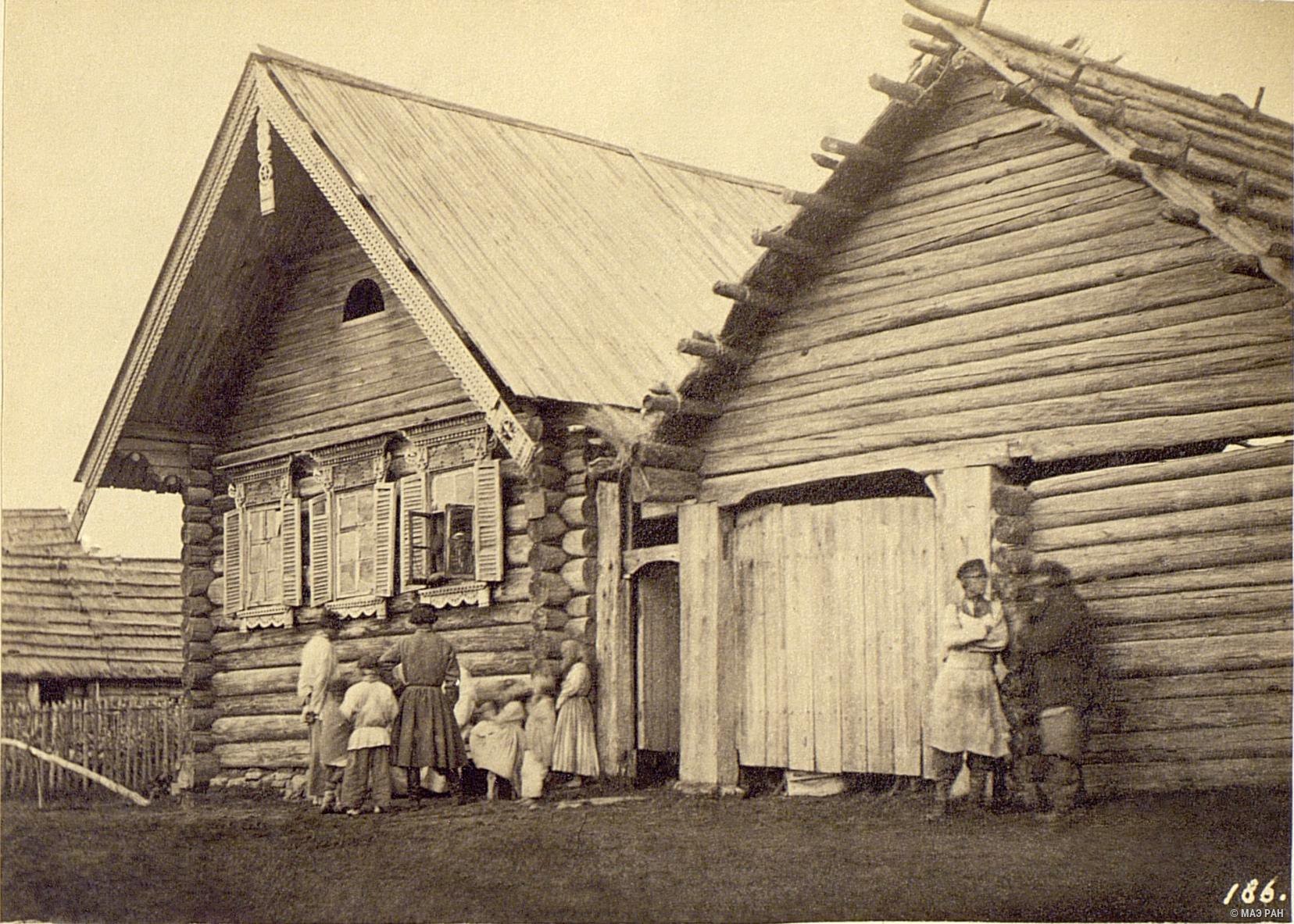 Крестьянская изба в Колпине, Санкт-Петербургская губерния, 1860-е. Автор В. А. Каррик 