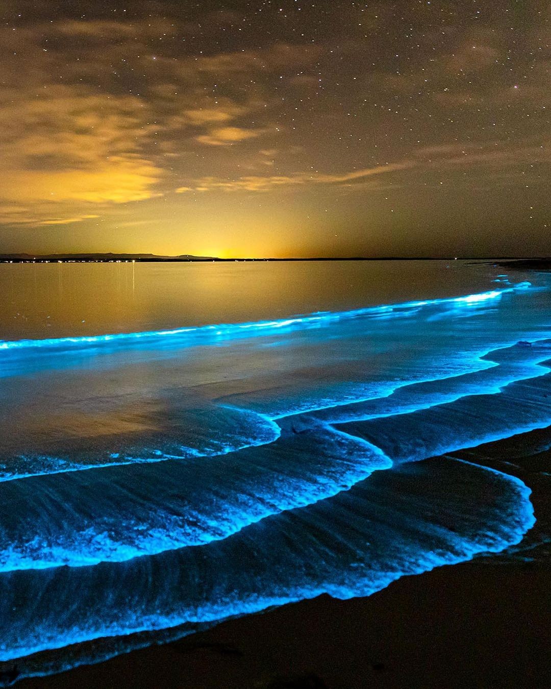 Биолюминесцентные водоросли, Джервис-Бей, Австралия. Фотограф Джордан Робинс