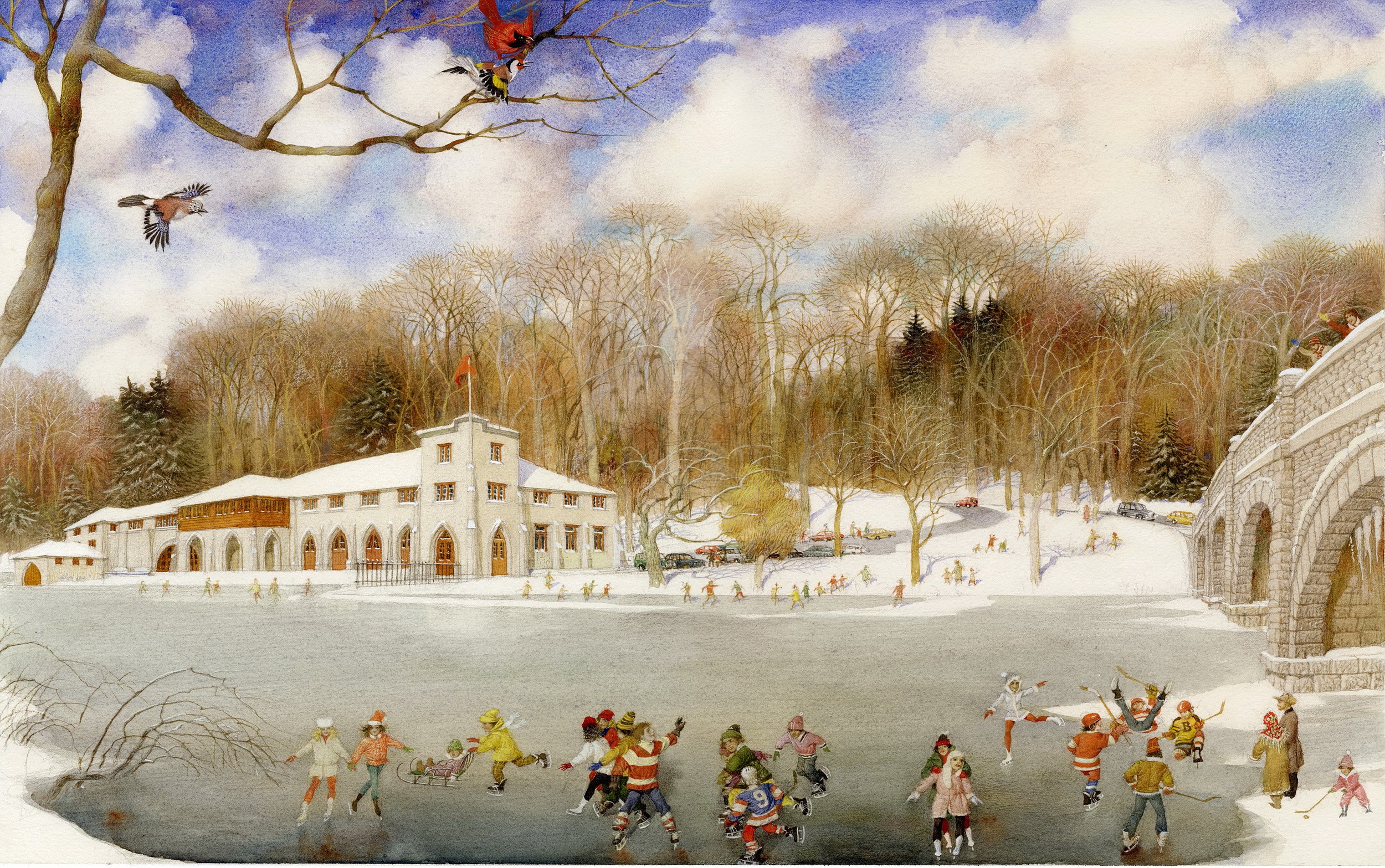 Катание на коньках на Принстонском озере. Иллюстратор:  Геннадий Спирин 