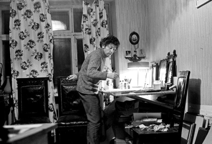 Евгений Бачурин, мастерская в Уланском переулке, 1975. Фотограф Игорь Пальмин