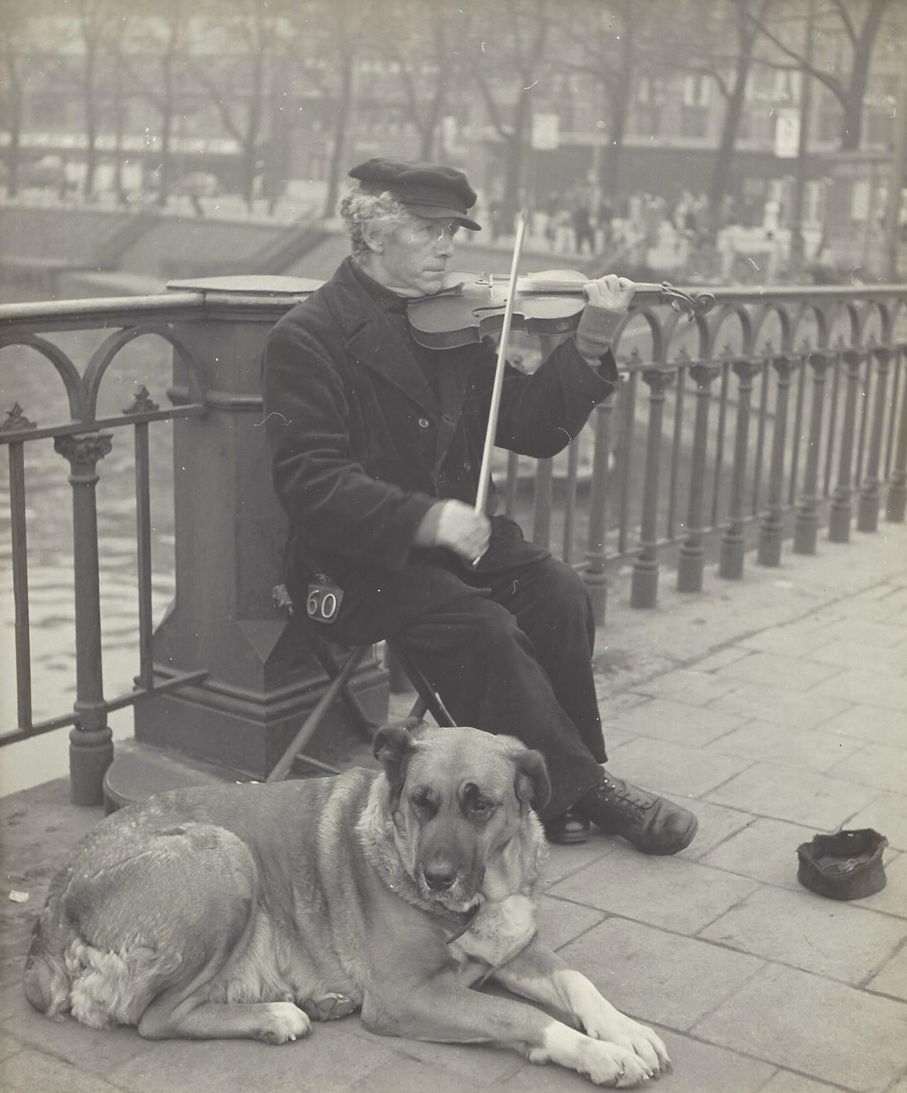 Уличный скрипач, Амстердам, 1950-е. Фотограф Кис Шерер