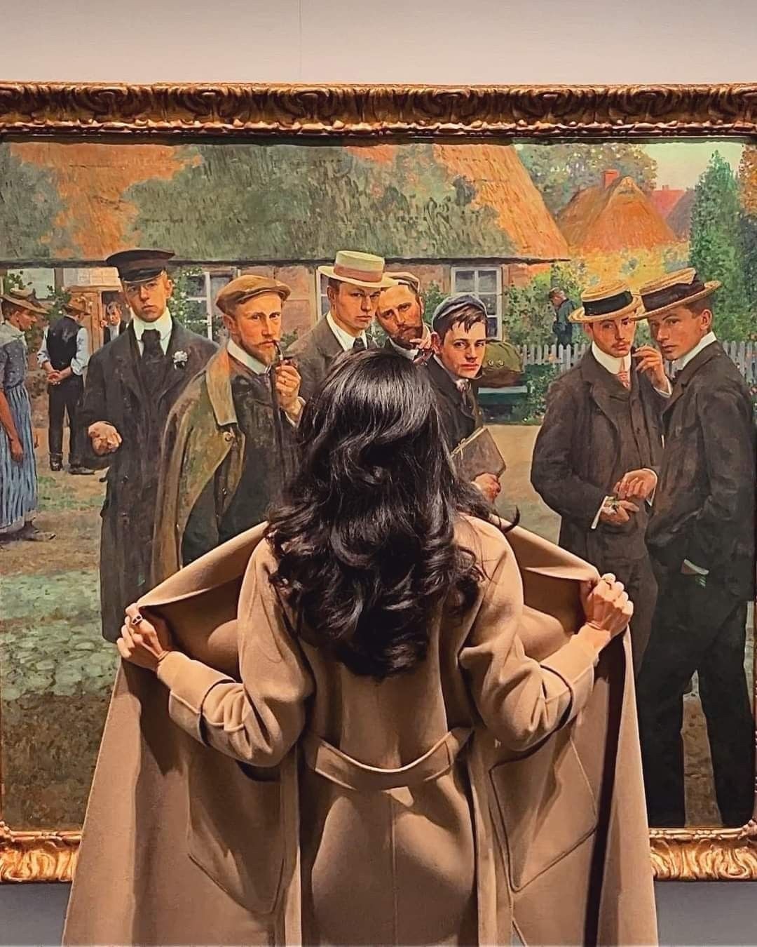 Перед картиной Мои ученики и я (1902) художника Артура Зибелиста