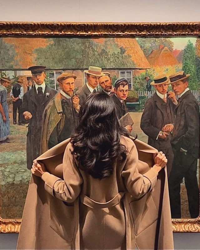 Перед картиной «Мои ученики и я» (1902) художника Артура Зибелиста