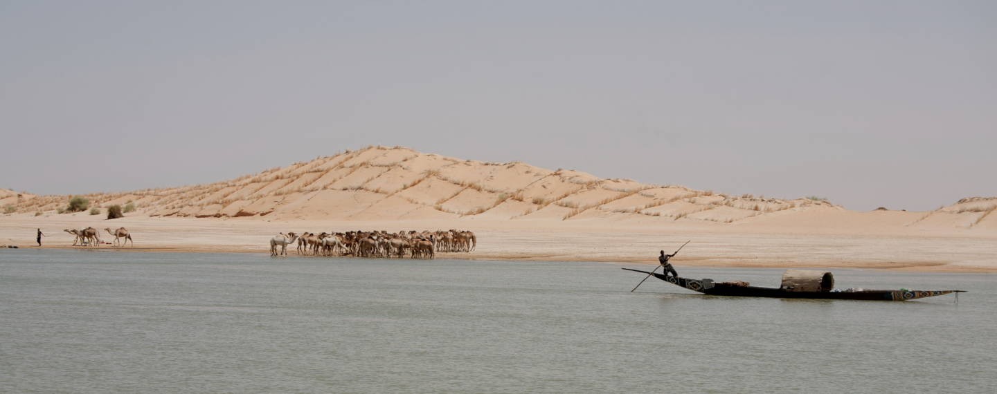 Песок вторгается в реку Нигер, Мали. Фотограф Паскаль Мэтр