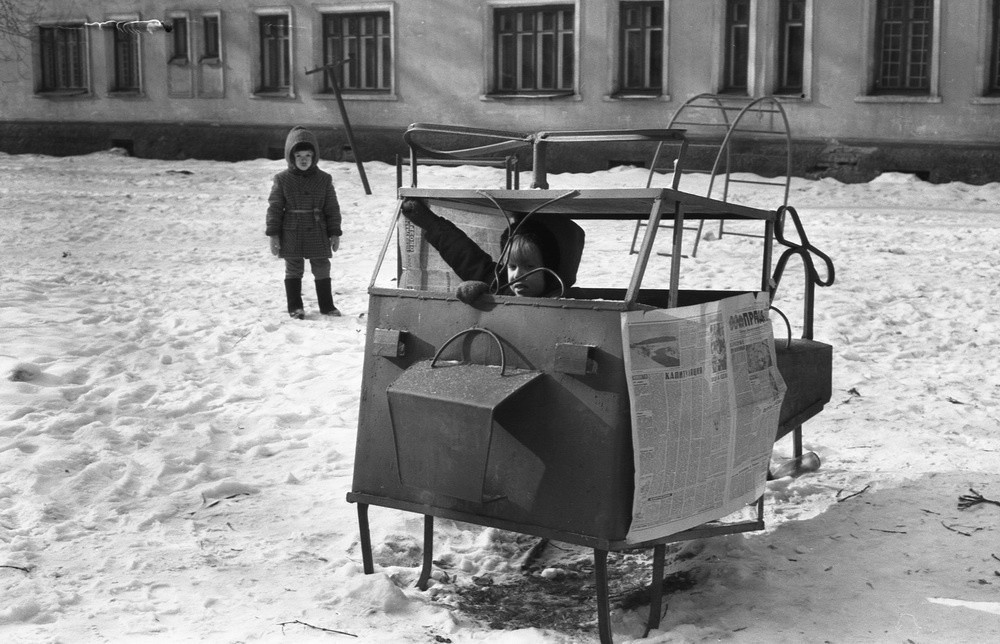 Вертолёт с Правдой, Новокузнецк, 1982. Фотограф Владимир Воробьев