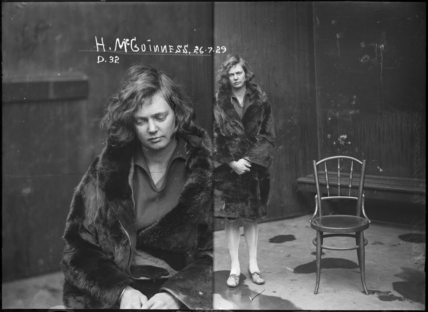 Хейзел Макгиннесс, обвинена вместе со своей матерью в незаконном хранении кокаина (в значительных количествах), 1929 год. Архив судебной фотографии полиции Нового Южного Уэльса