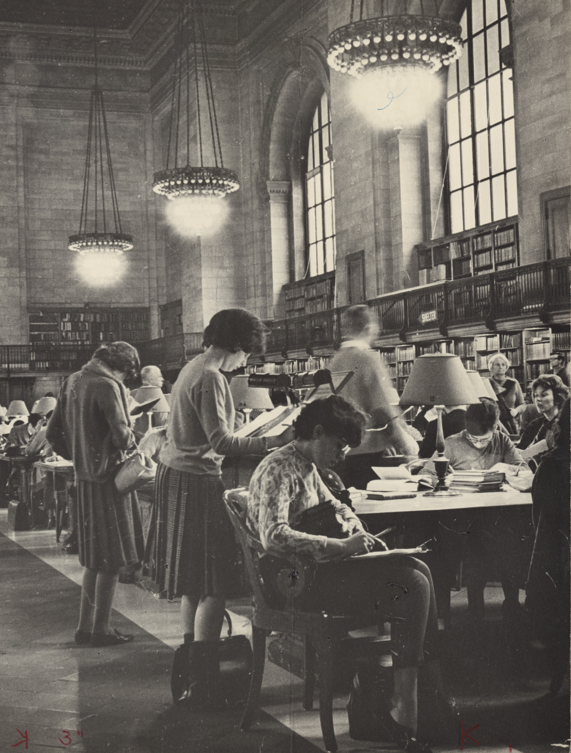 В читальном зале Нью-Йоркской публичной библиотеки, 1963. Фотограф Билл Сауро