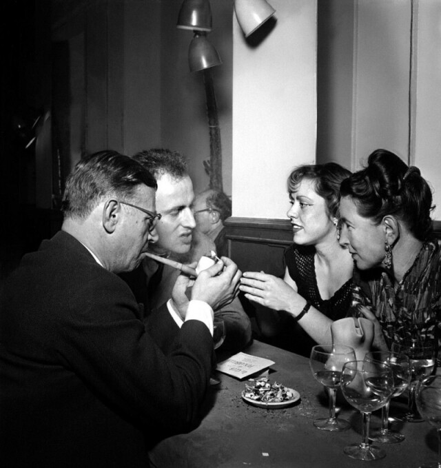 Борис и Мишель Виан с Жан-Полем Сартром, Симоной де Бовуар, Париж 1949 год