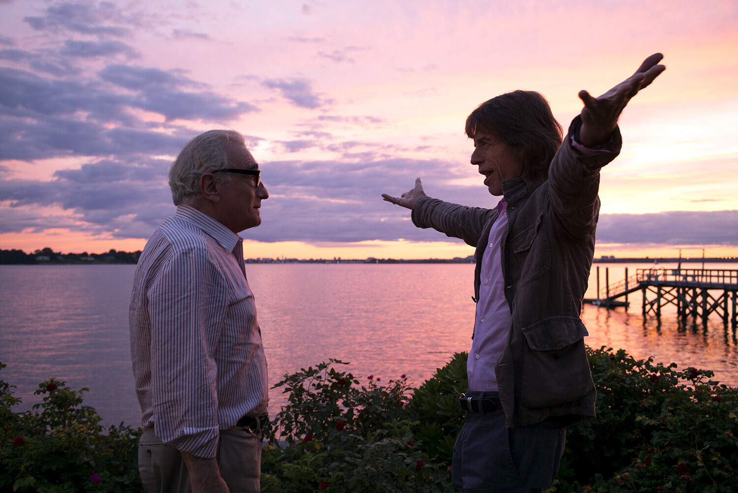 Мартин Скорсезе и Мик Джаггер на съёмках сериала Винил, 2014 год. Фотограф Бриджитт Лакомб