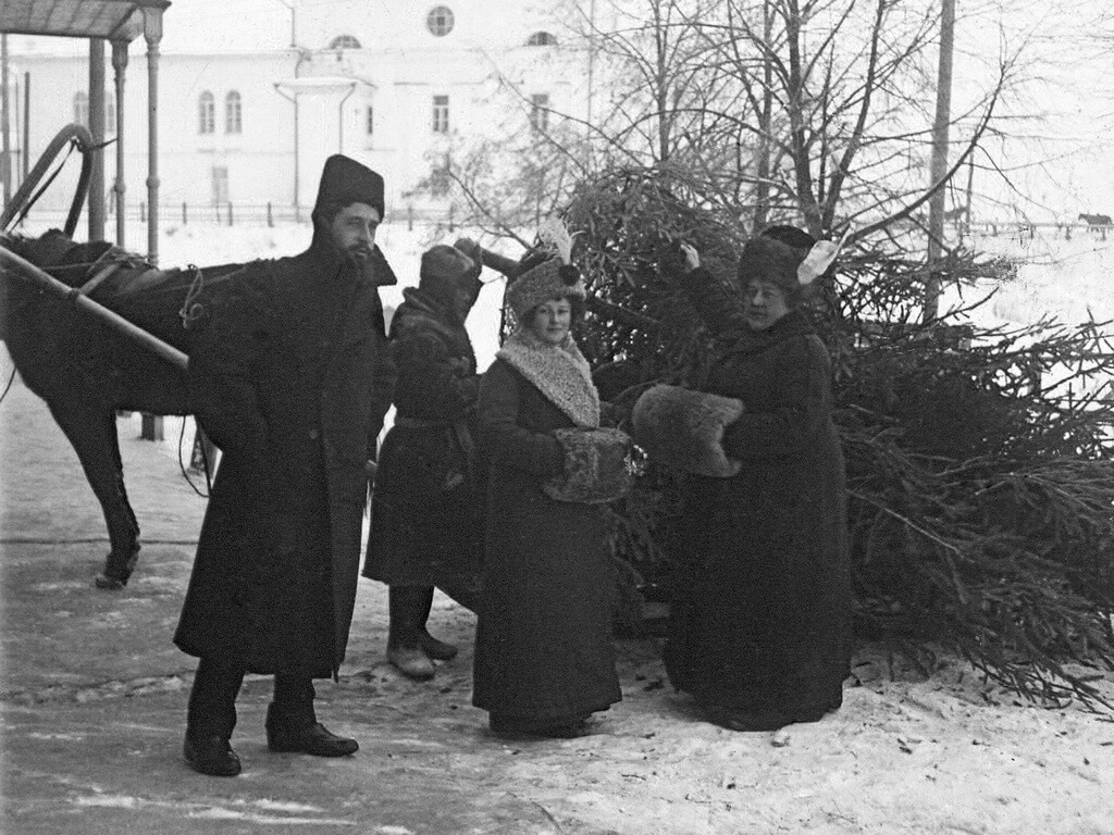 Привезли елку, 1910-е годы. Фотограф Георгий Несытов
