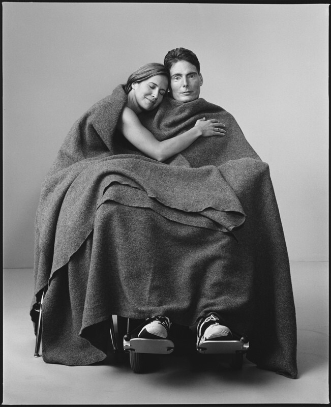 Актер Кристофер Рив с женой Даной, Нью-Йорк, США, 1999 г. За кулисами. Фотограф Мэри Эллен Марк