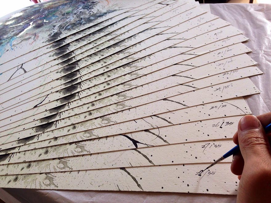 Художник создает потрясающие портреты совы из хаотичных брызг красок-6