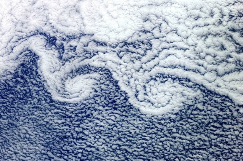 Высококучевые облака, снятые с Международной космической станции