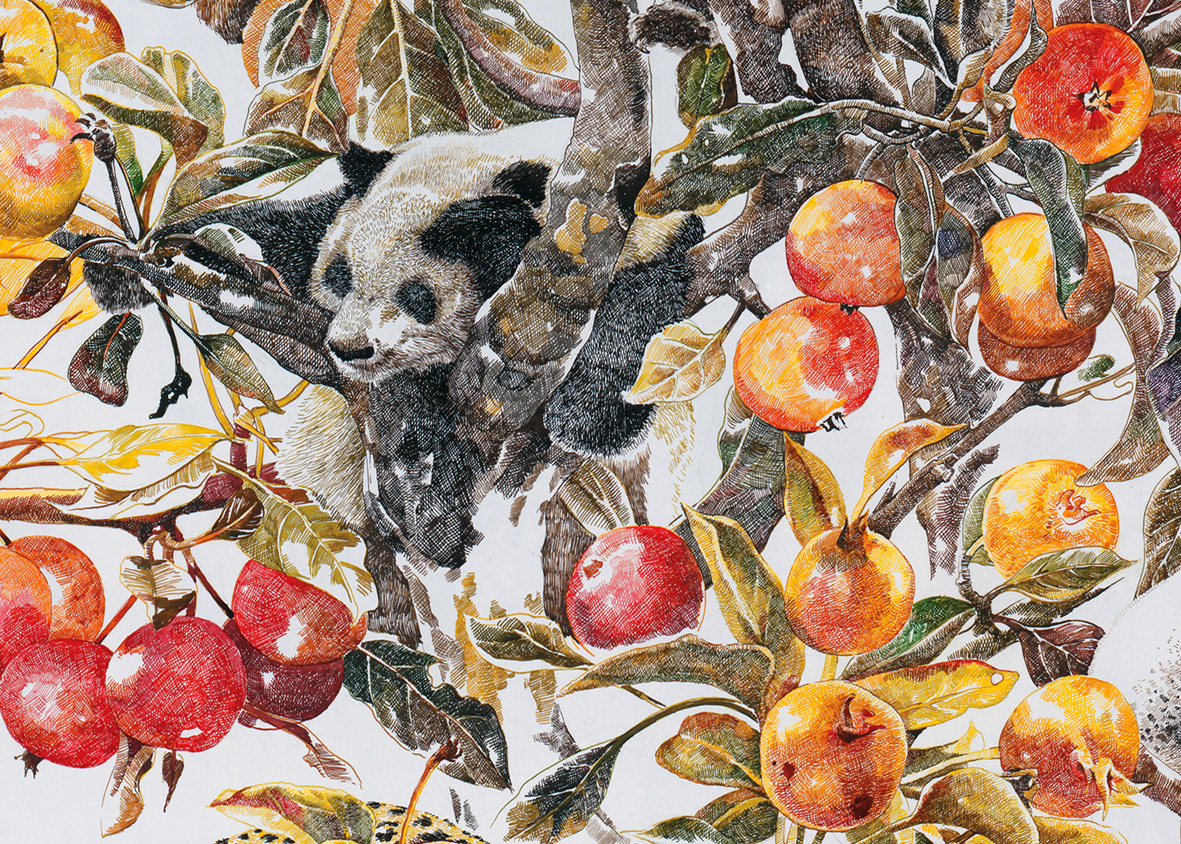 Опьянённый осенью: масштабный акриловый рисунок Чжао На