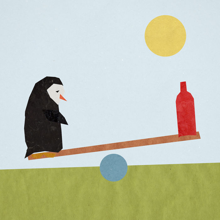 История печального Пингвина и его друга - Бутылки вина