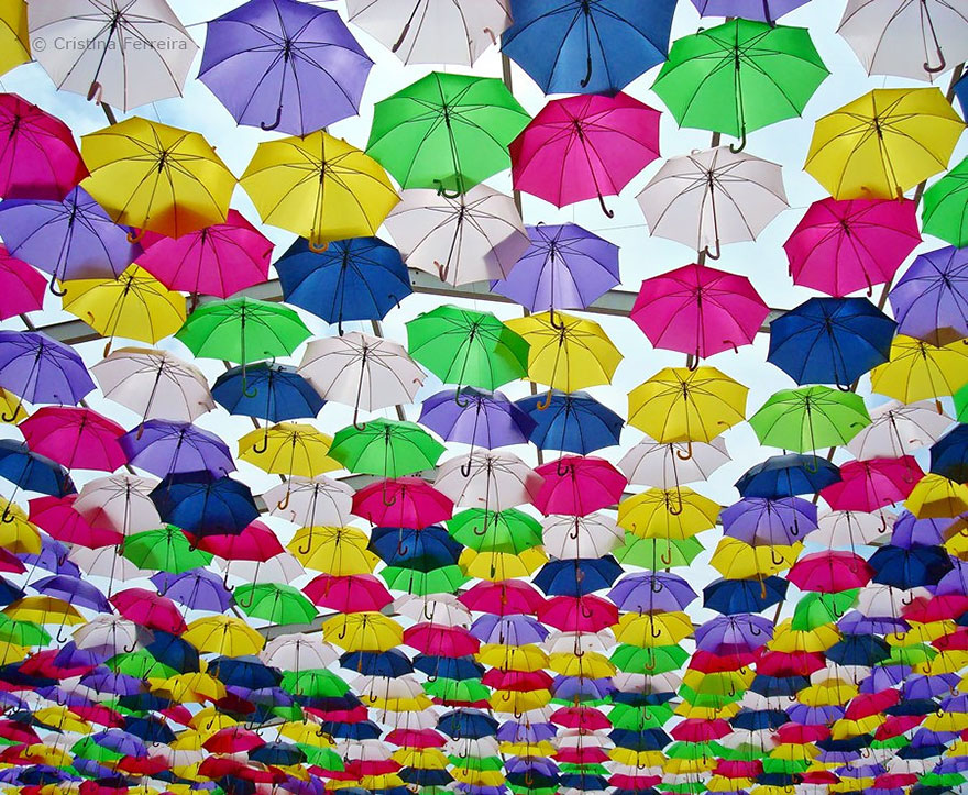 Сотни зонтиков над улицами в Португалии-2014-8