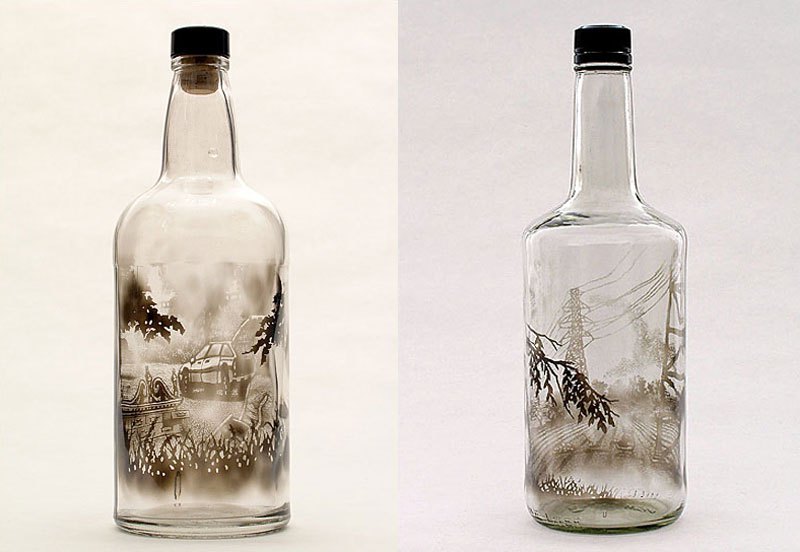 Искусство в задымленных бутылках от Джима Дингильена