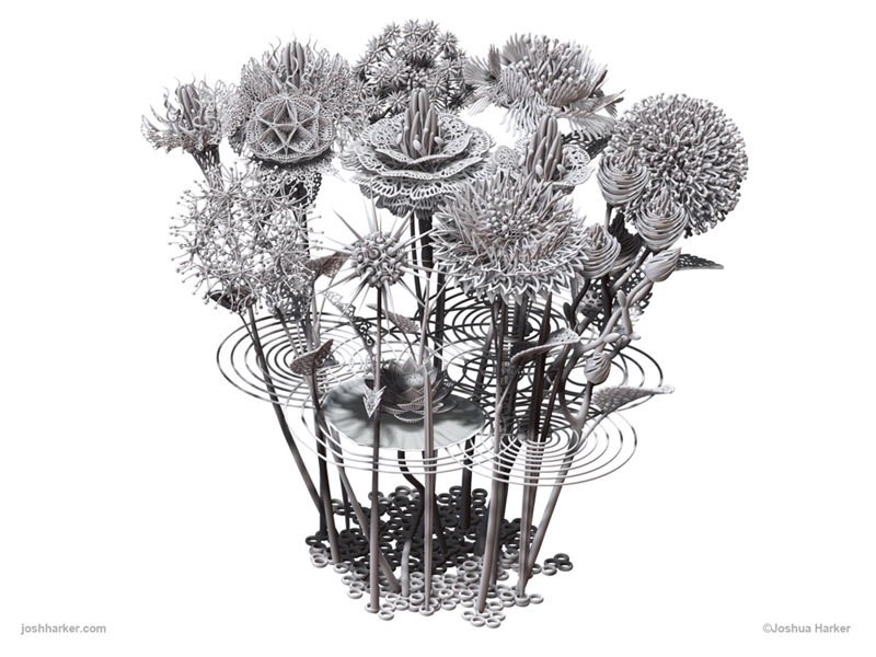 3D печатный цветочный букет Джошуа Харкера