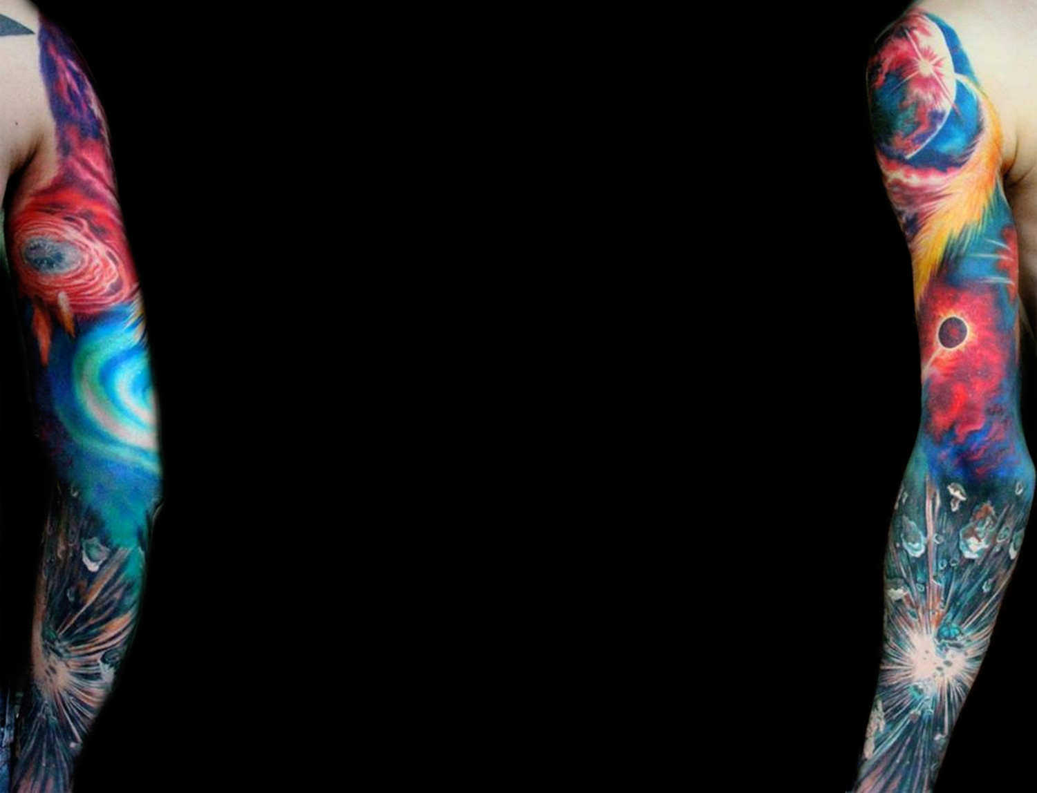 outer space sleeve tattoo by Nika Samarina
