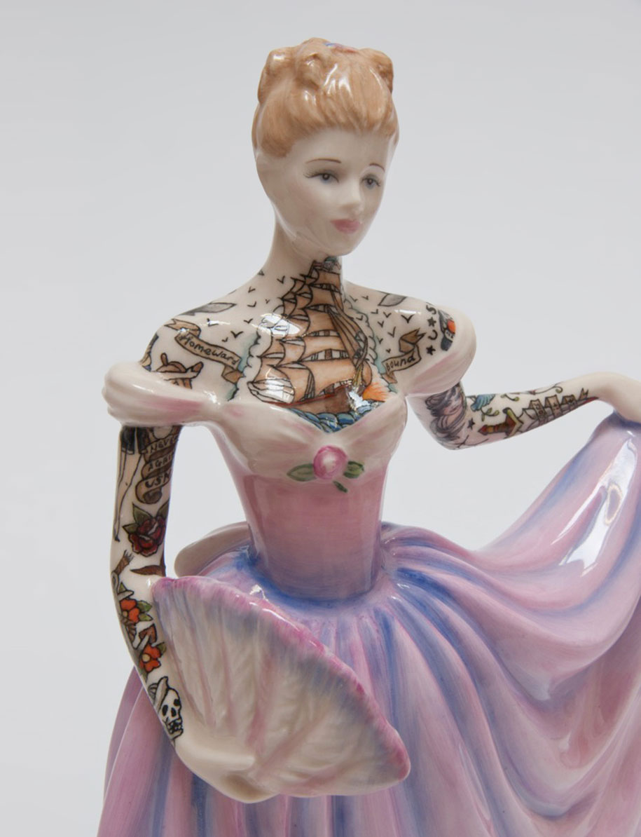 Artist Covers Her Graceful Porcelain Figures With Sailor Tattoos